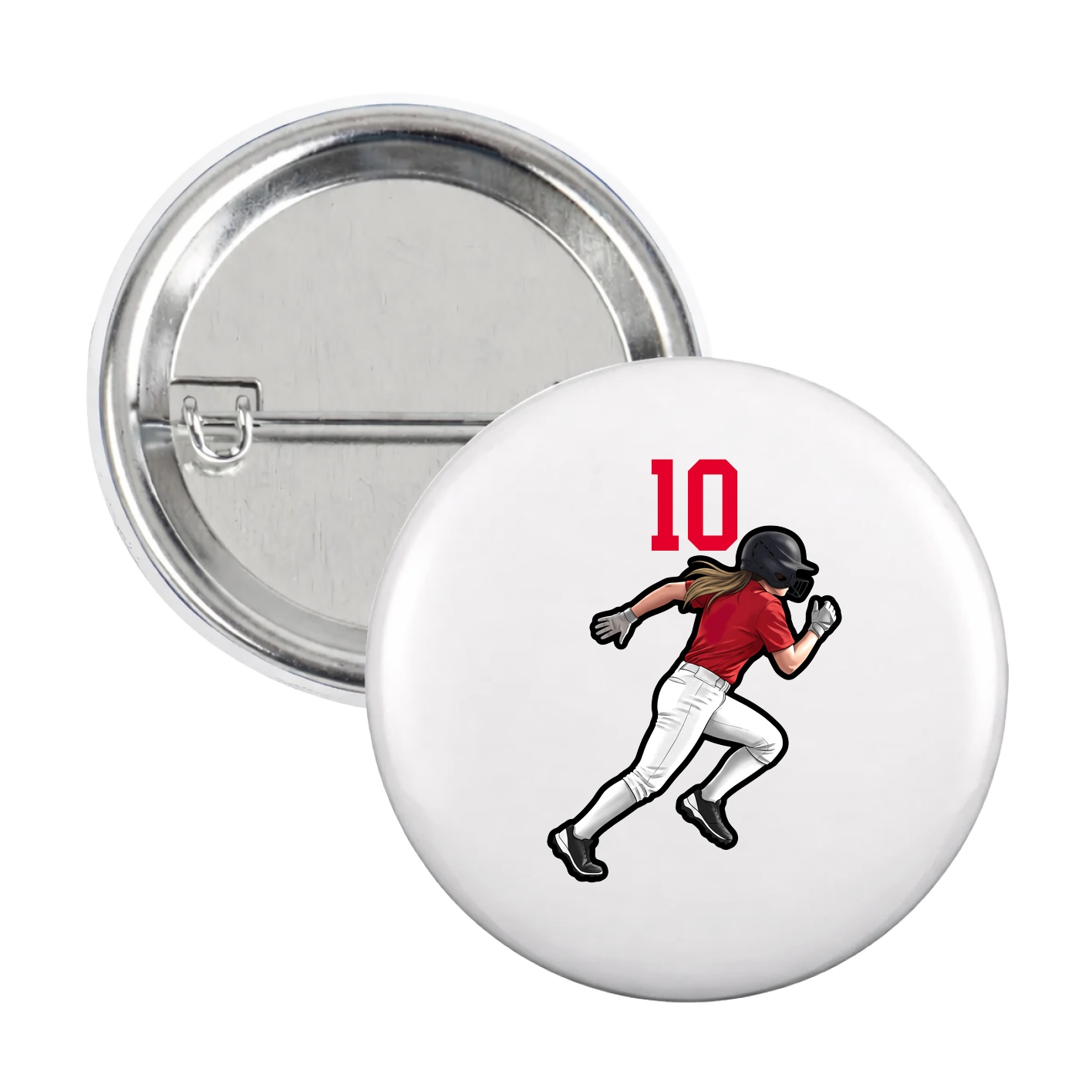 Game Day Button — Number Top in White