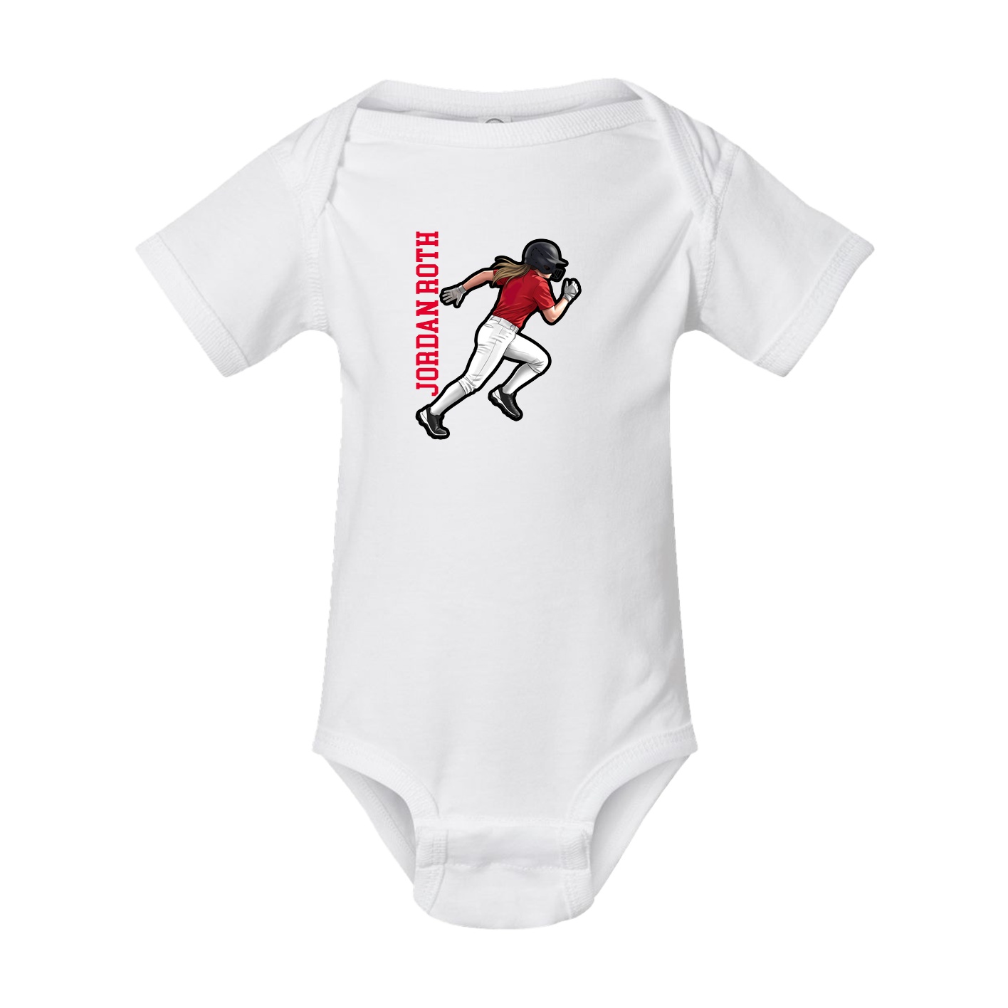 Baby Onesie — Name Vertical in White