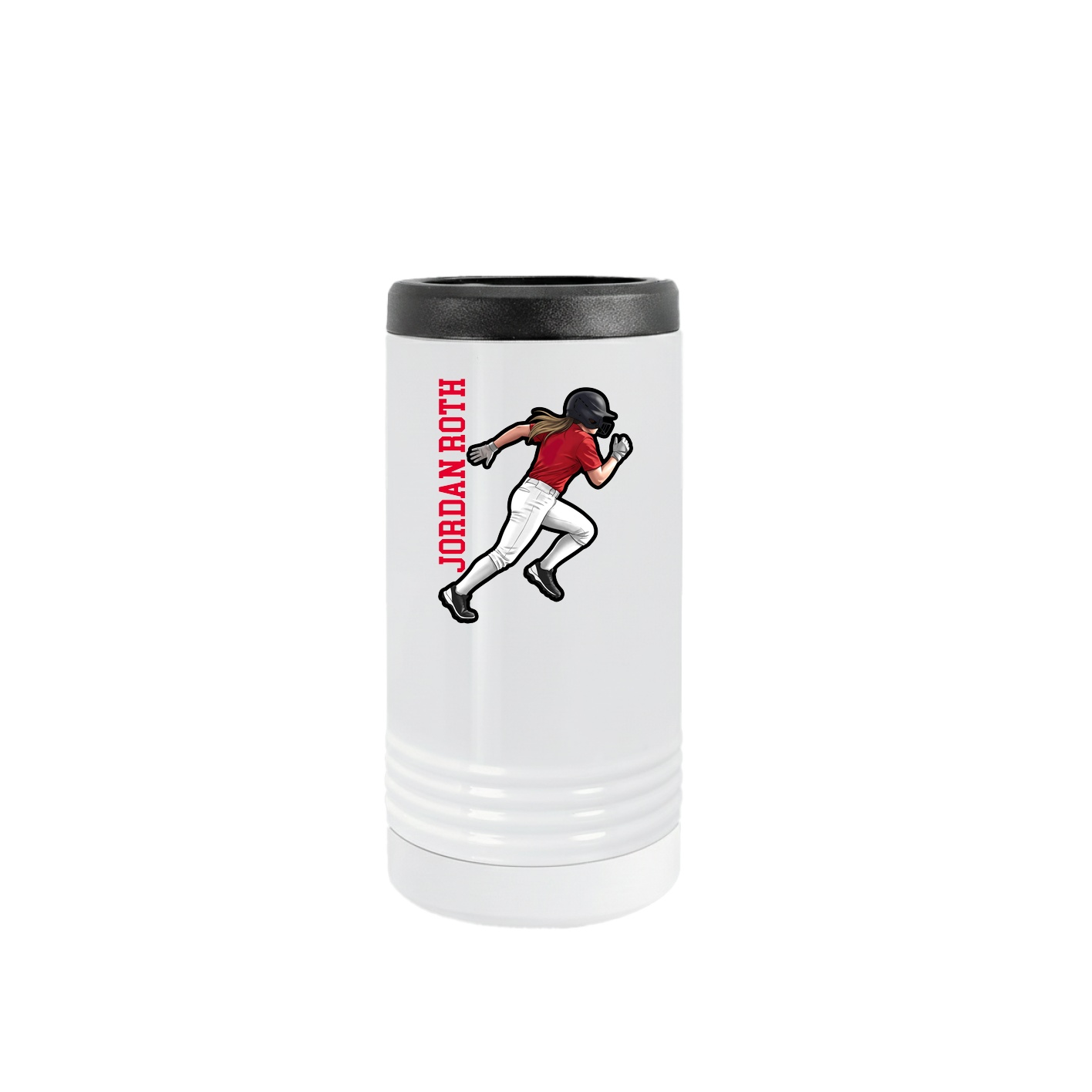 Slim Beverage Holder — Name Vertical in White