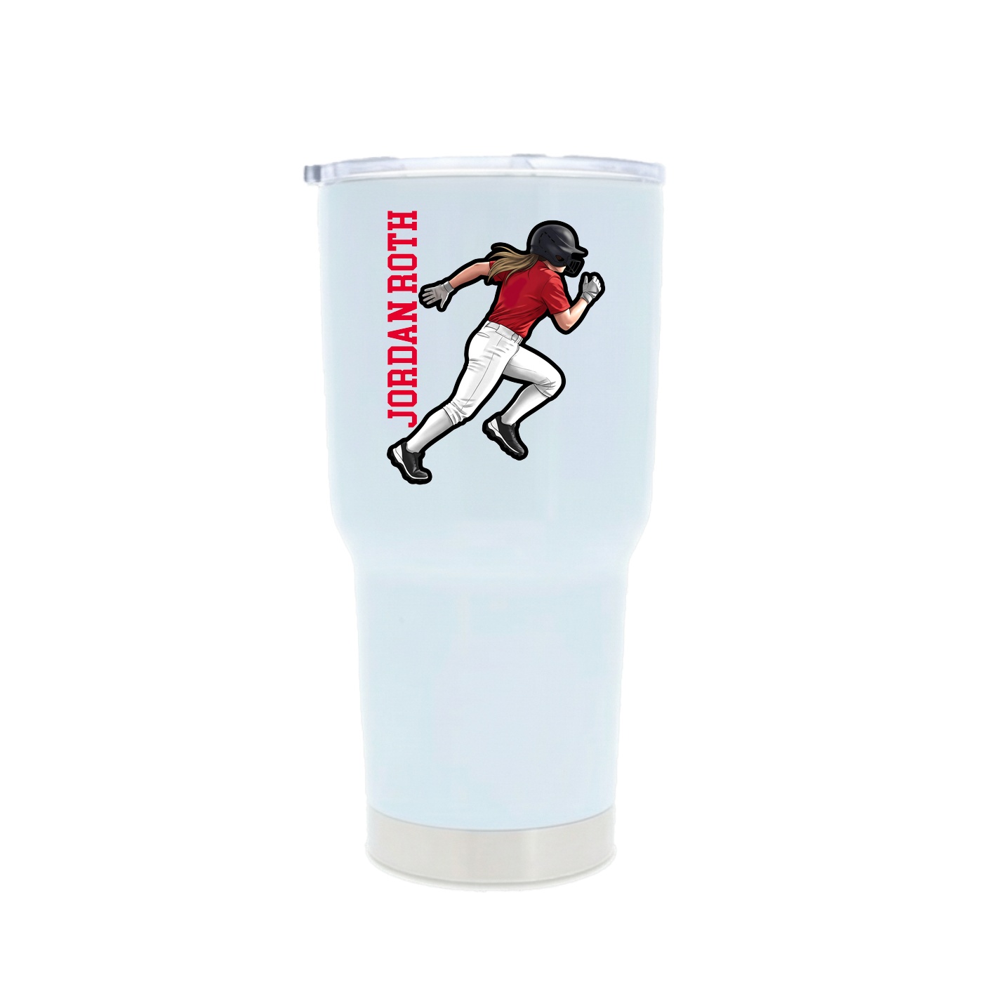 30oz Stainless Steel Tumbler — Name Vertical in White