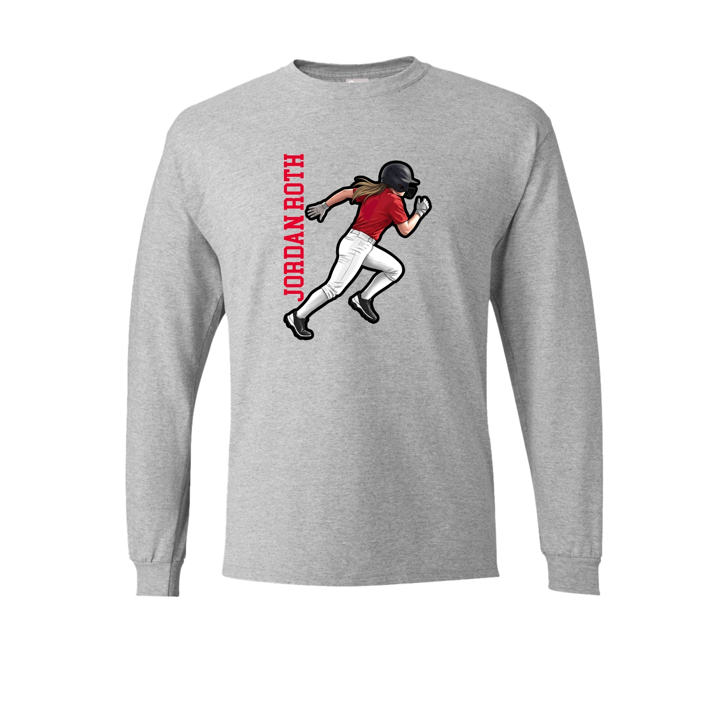 Long Sleeve Tee — Name Vertical in Grey