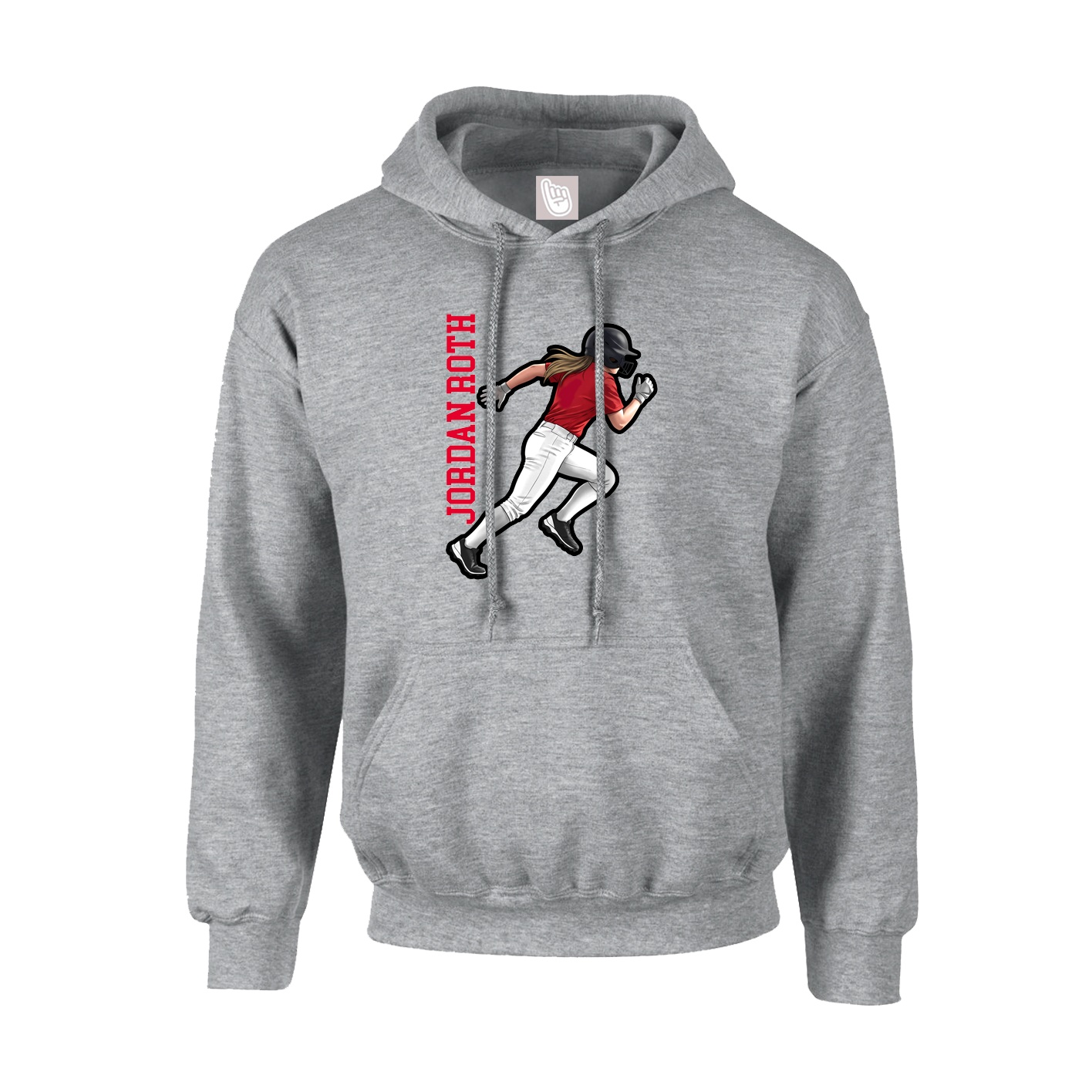 Hoodie — Name Vertical in Grey