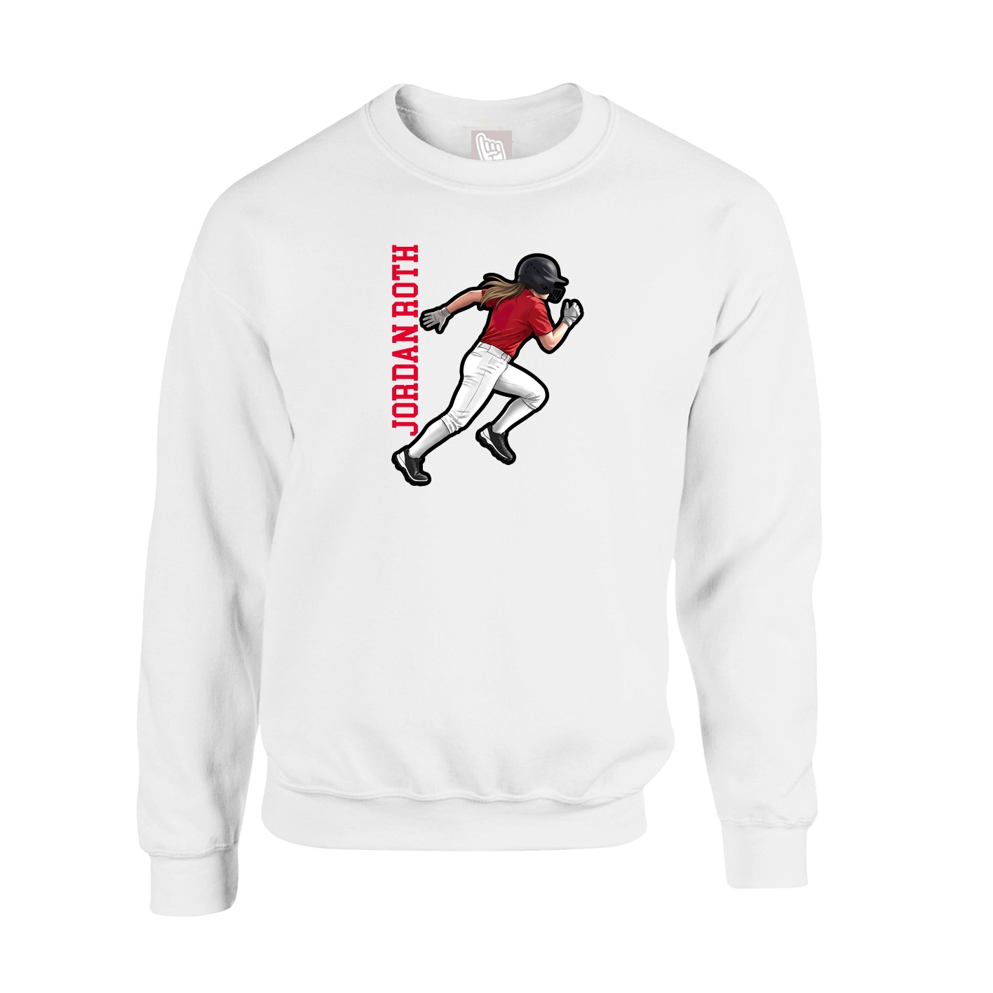 Fleece Crew — Name Vertical in White