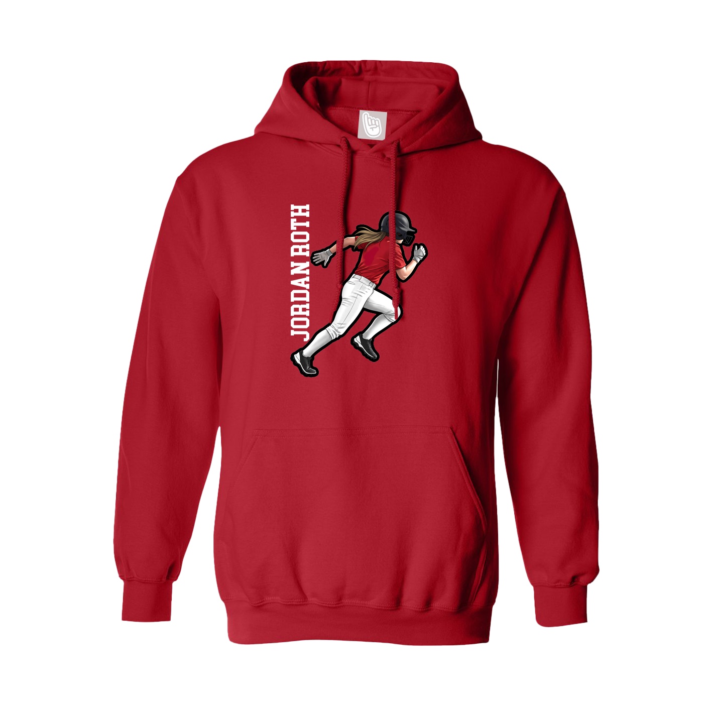 Youth Hoodie — Name Vertical in Red