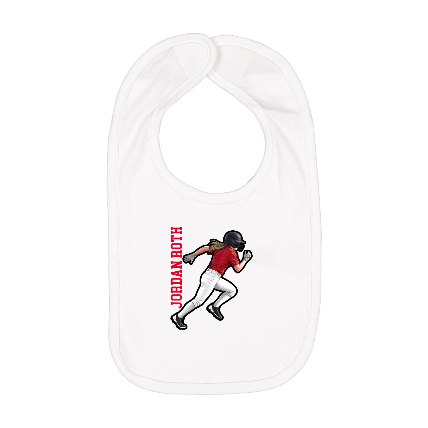 Infant Bib — Name Vertical in White