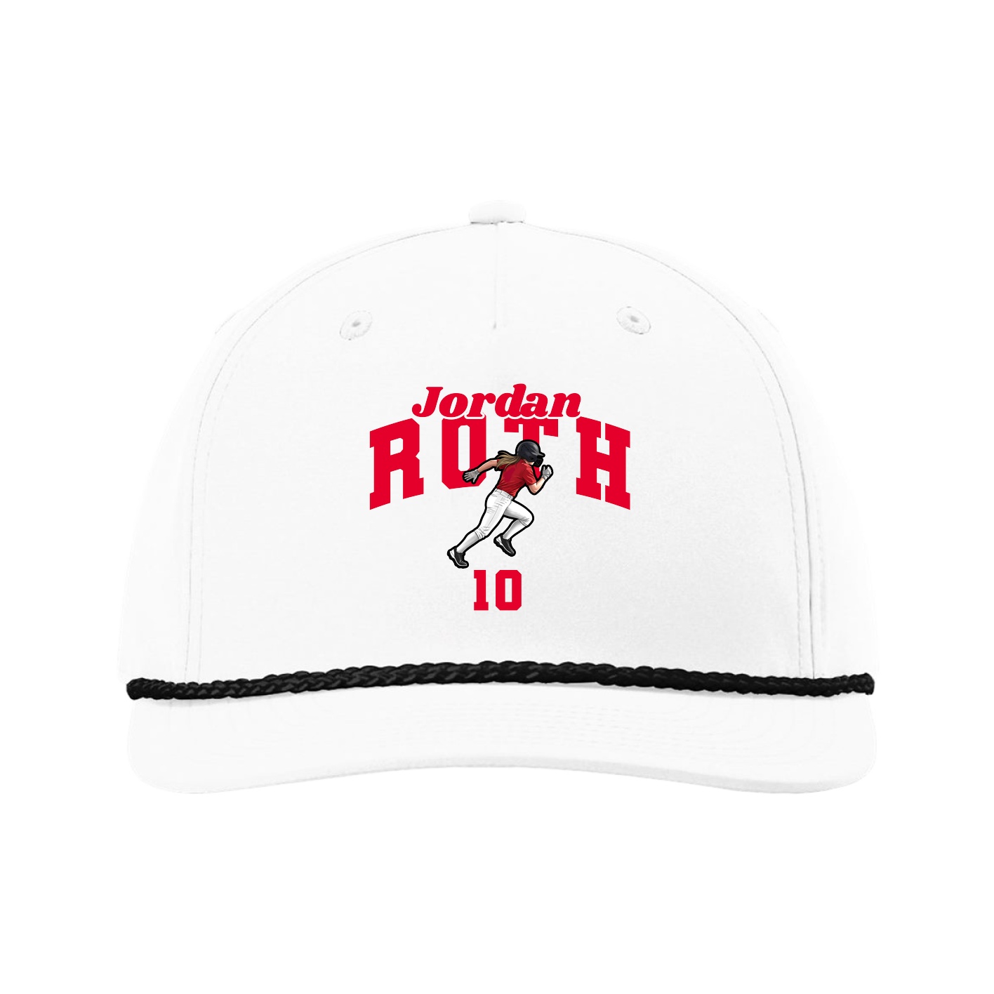 Five-Panel Classic Rope Cap — Signature Arch in White