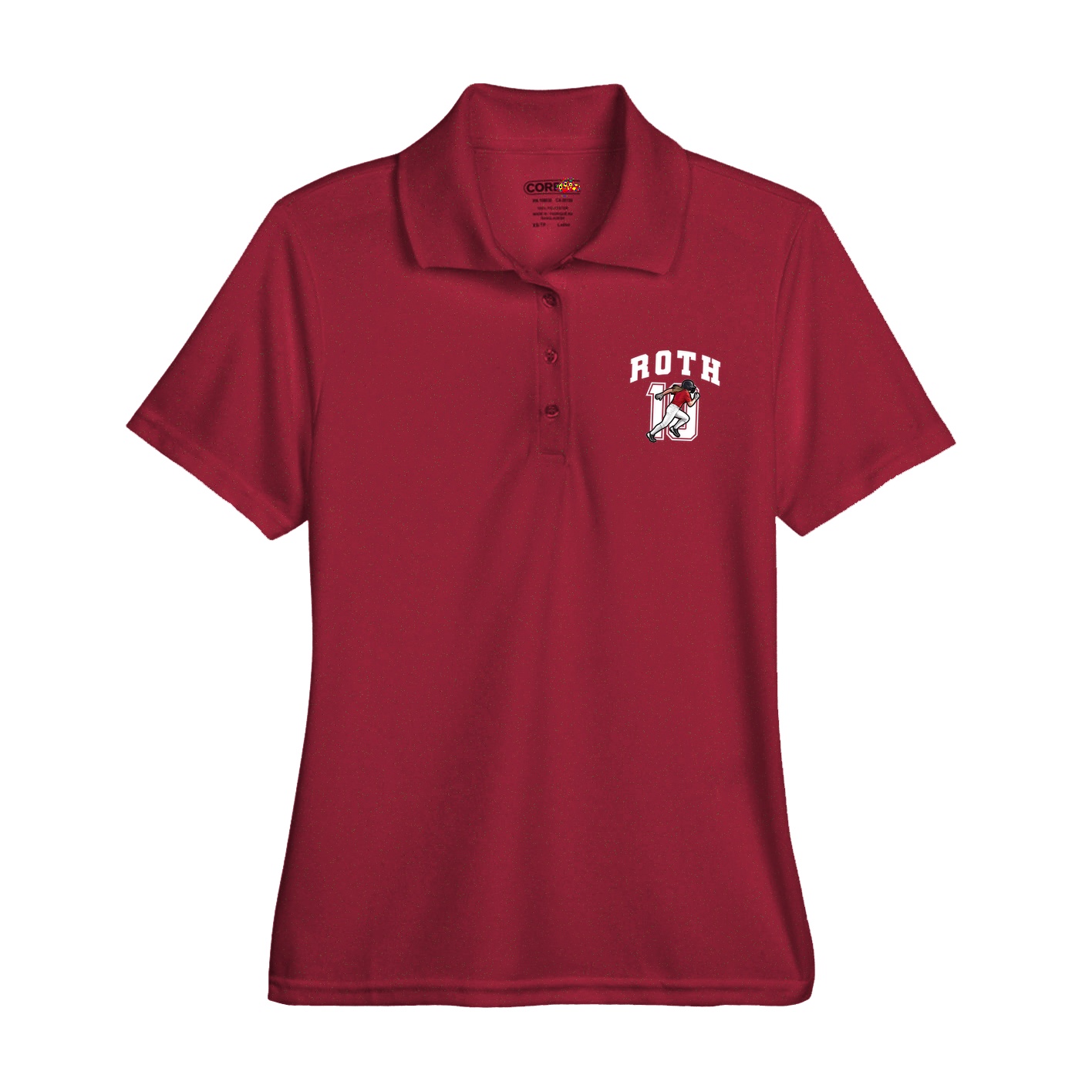 Womens Performance Polo — Number in Red