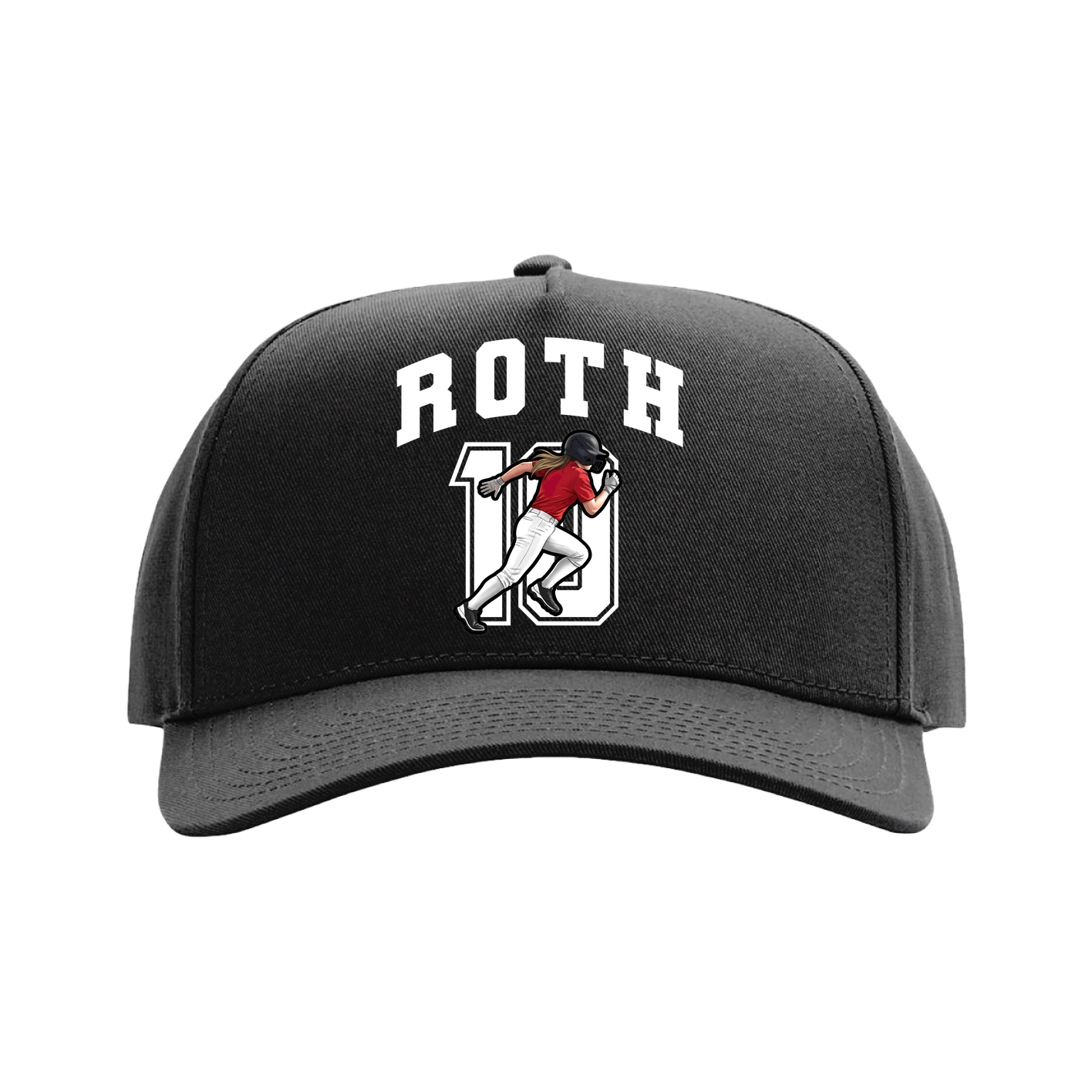 Full Fabric Five-Panel Champ Cap — Number in Black