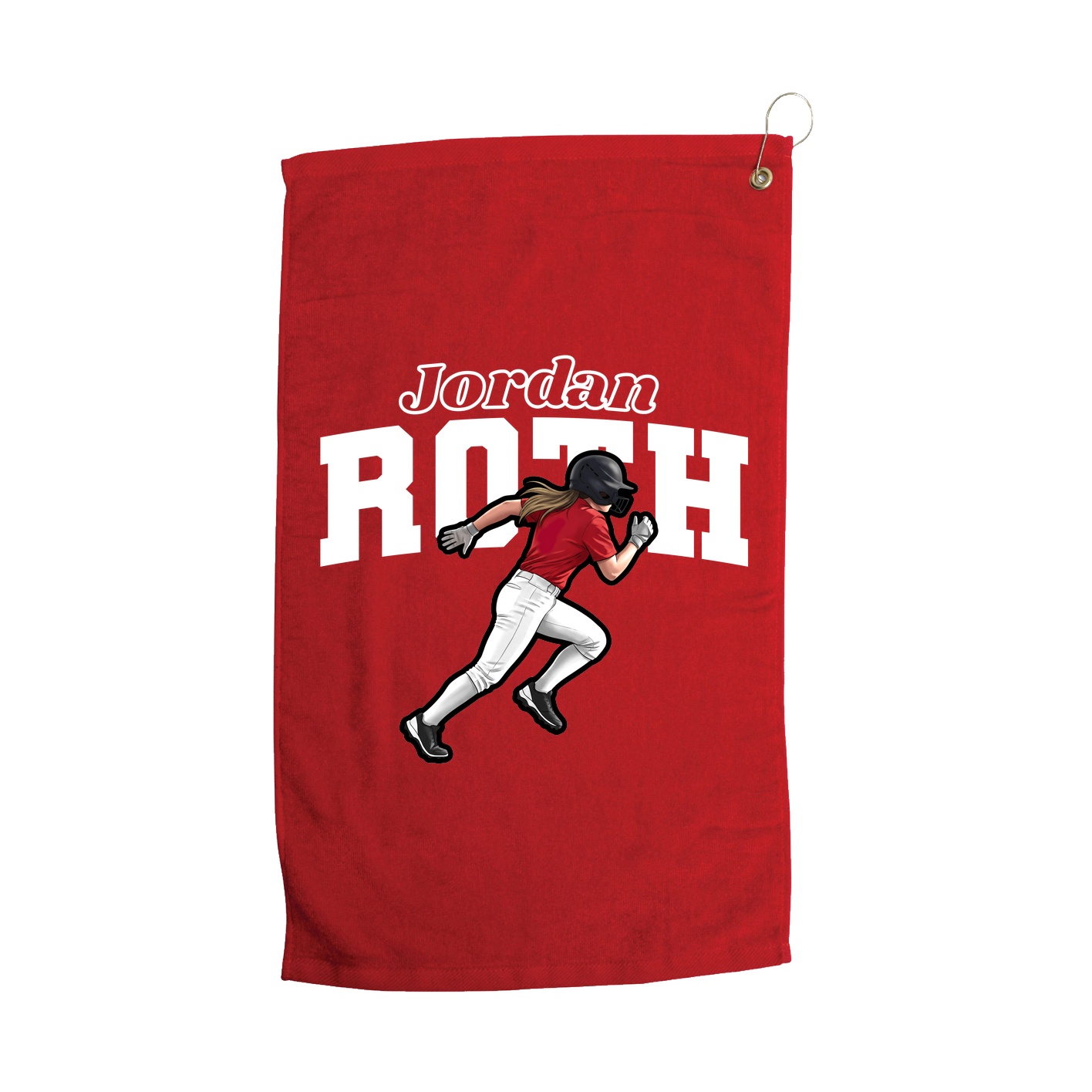 Golf Towel — Name Arch in Red