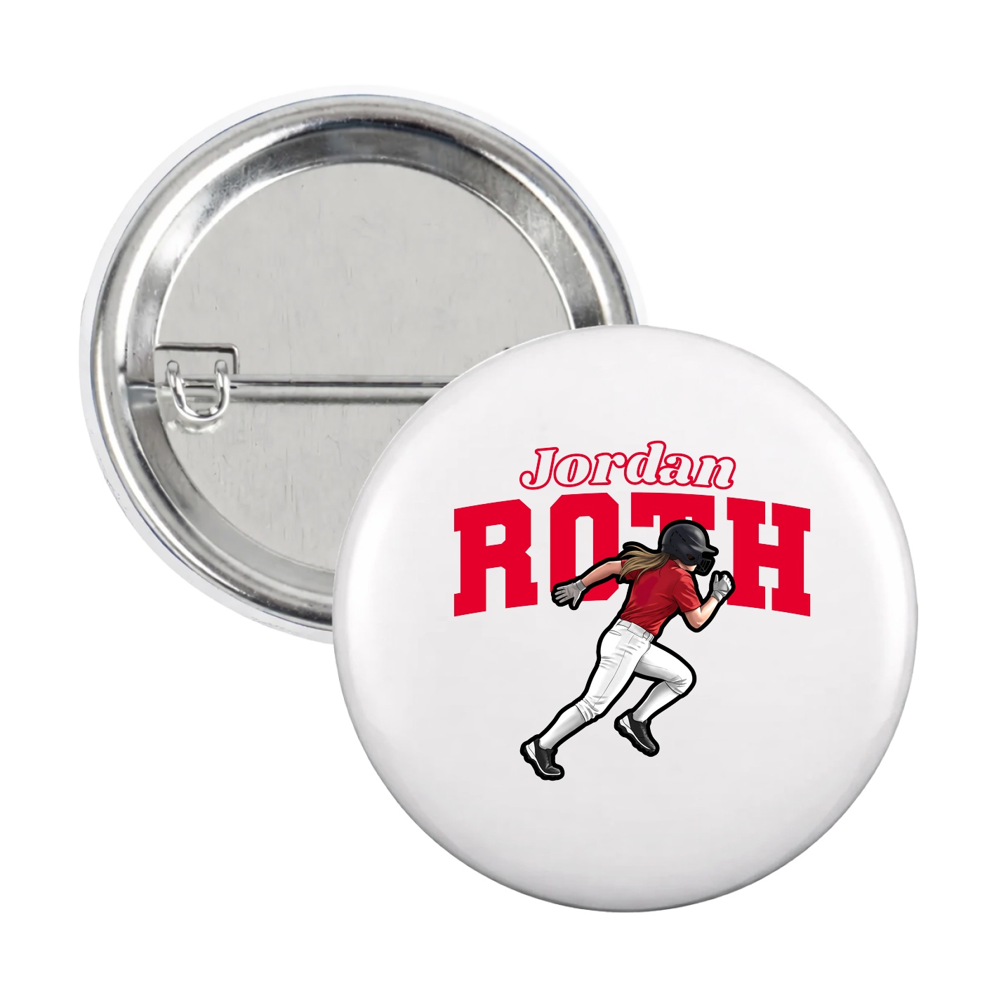 Game Day Button — Name Arch in White