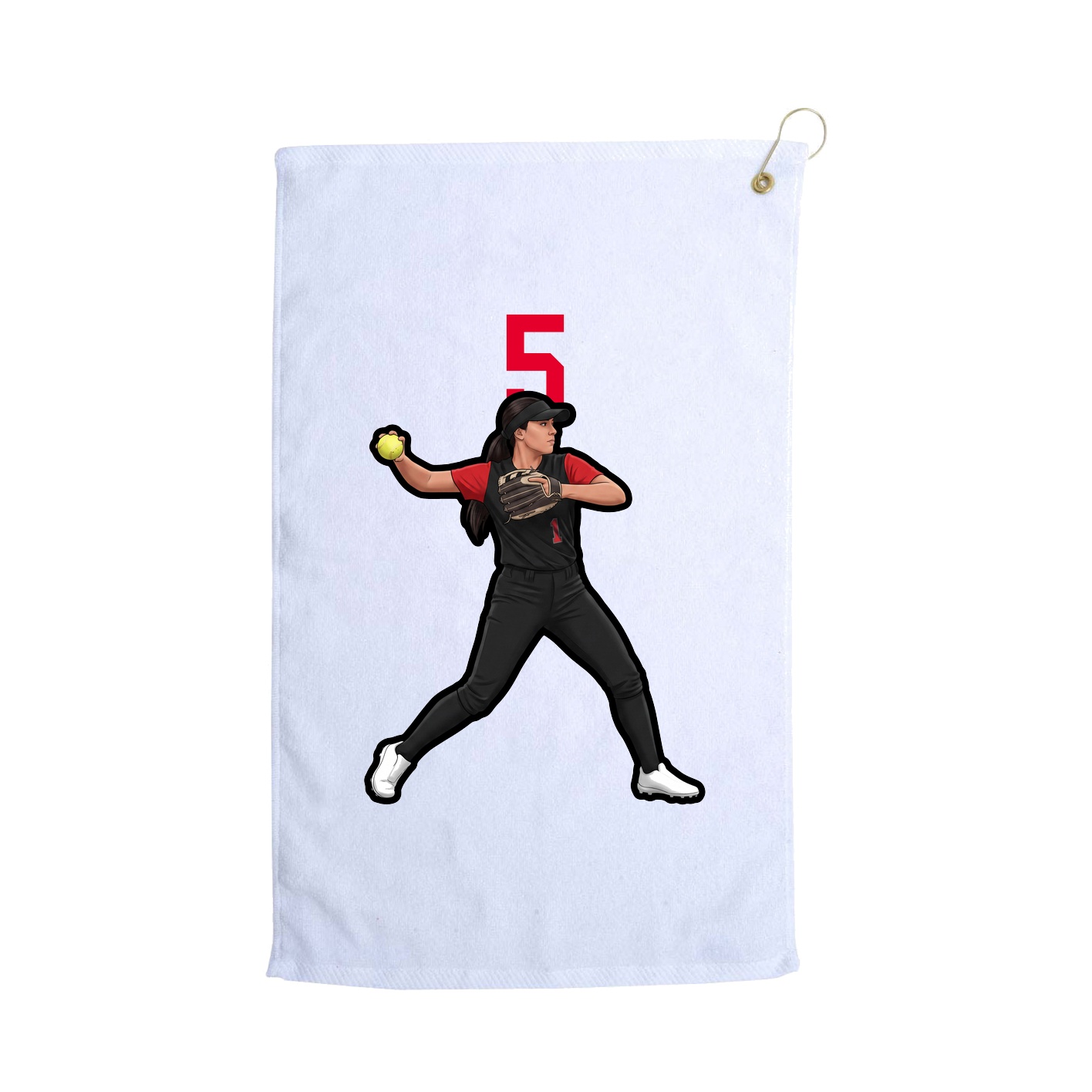 Golf Towel — Number Top in White