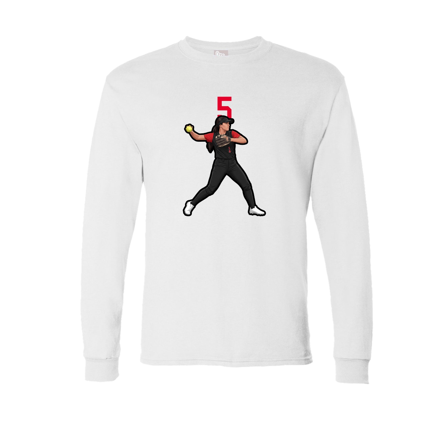 Long Sleeve Tee — Number Top in White