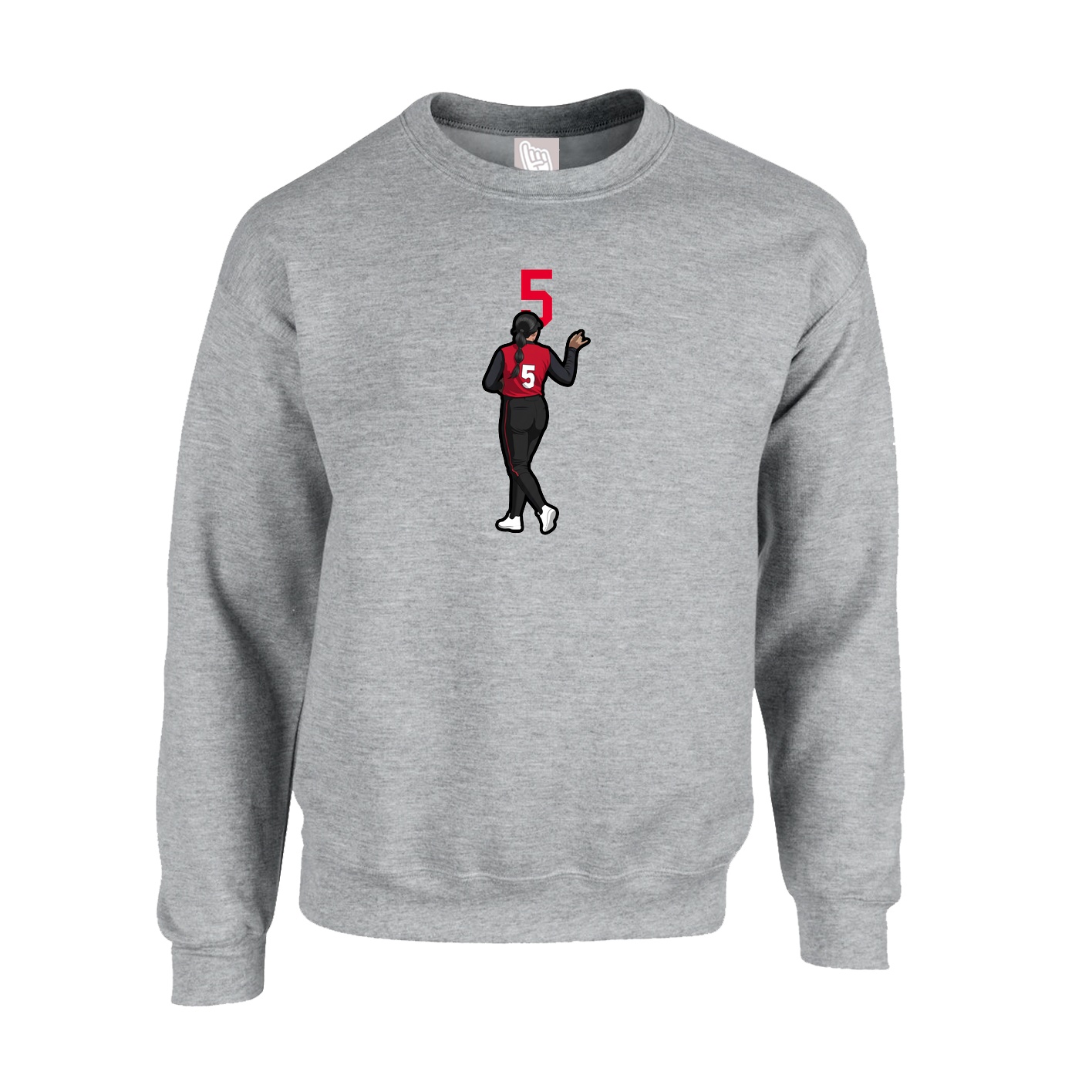 Fleece Crew — Number Top in Grey