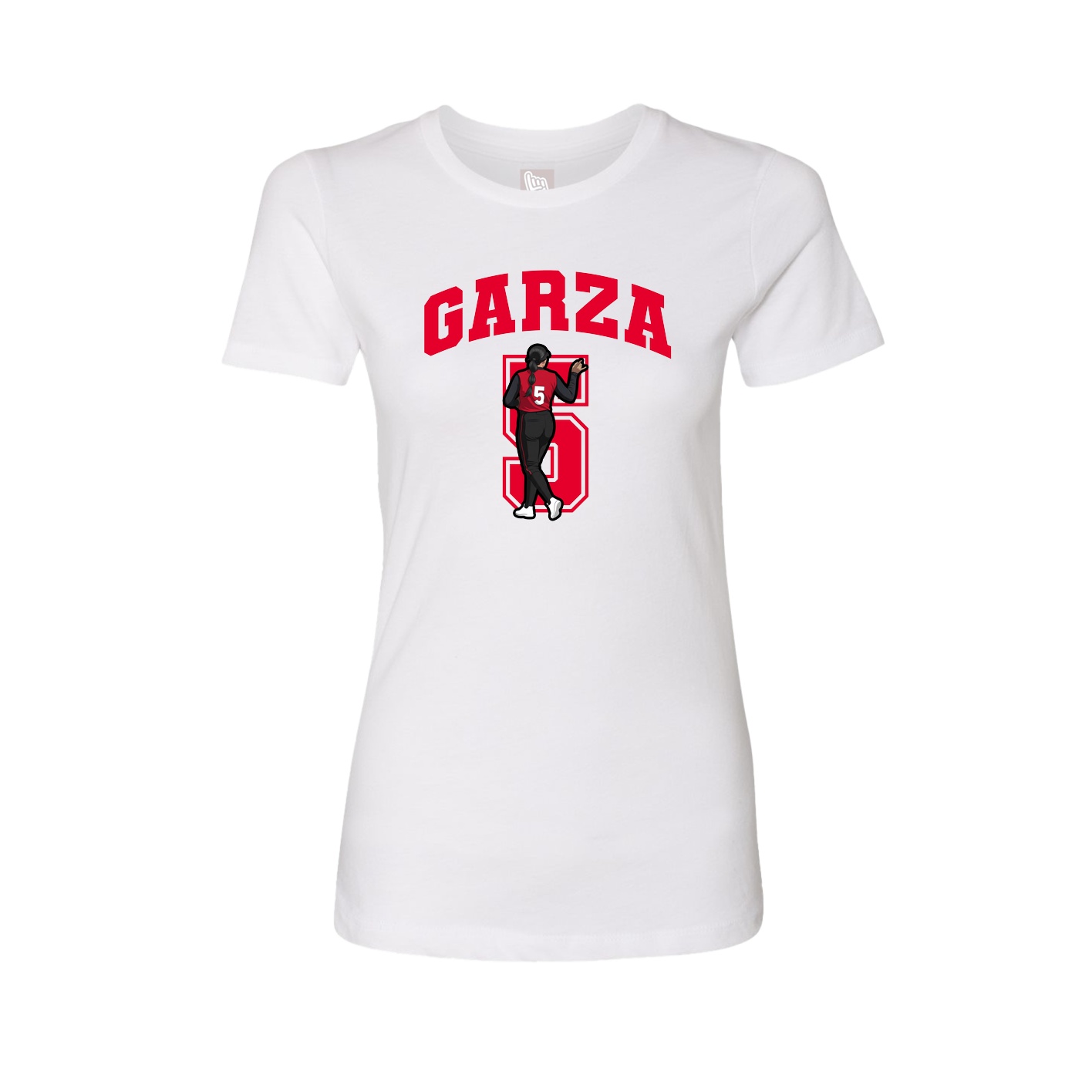 Fitted Women's Tee — Number in White