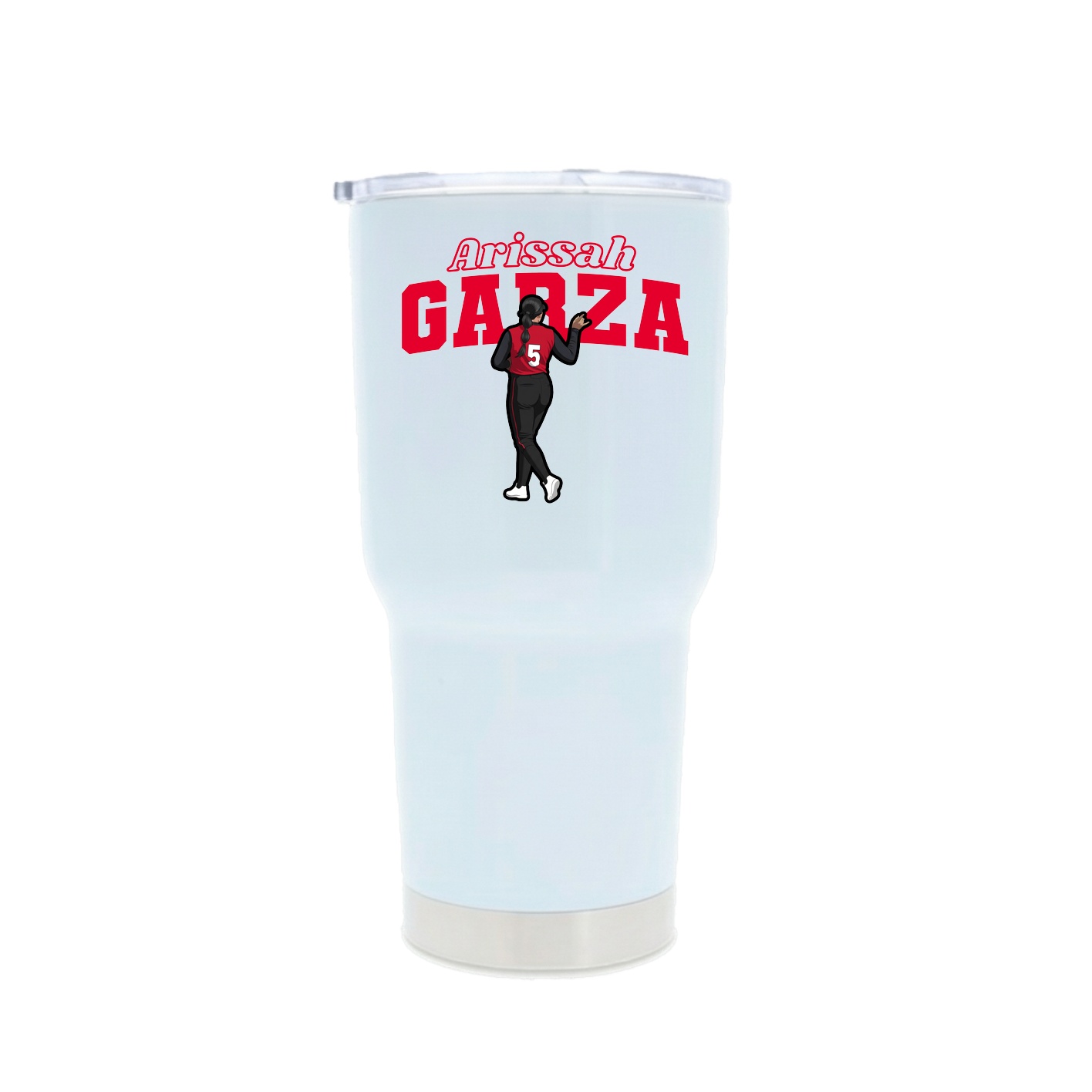 30oz Stainless Steel Tumbler — Name Arch in White