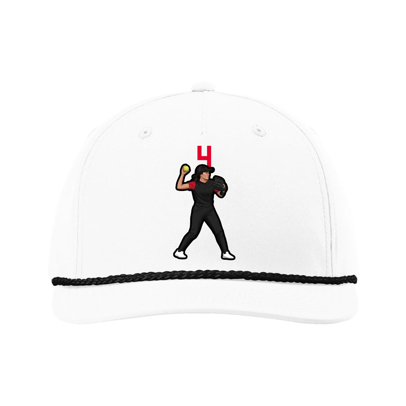 Five-Panel Classic Rope Cap — Number Top in White