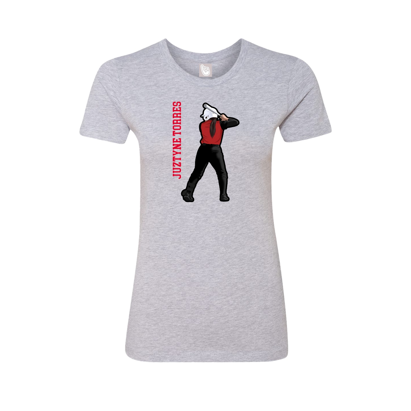 Fitted Women's Tee — Name Vertical in Grey