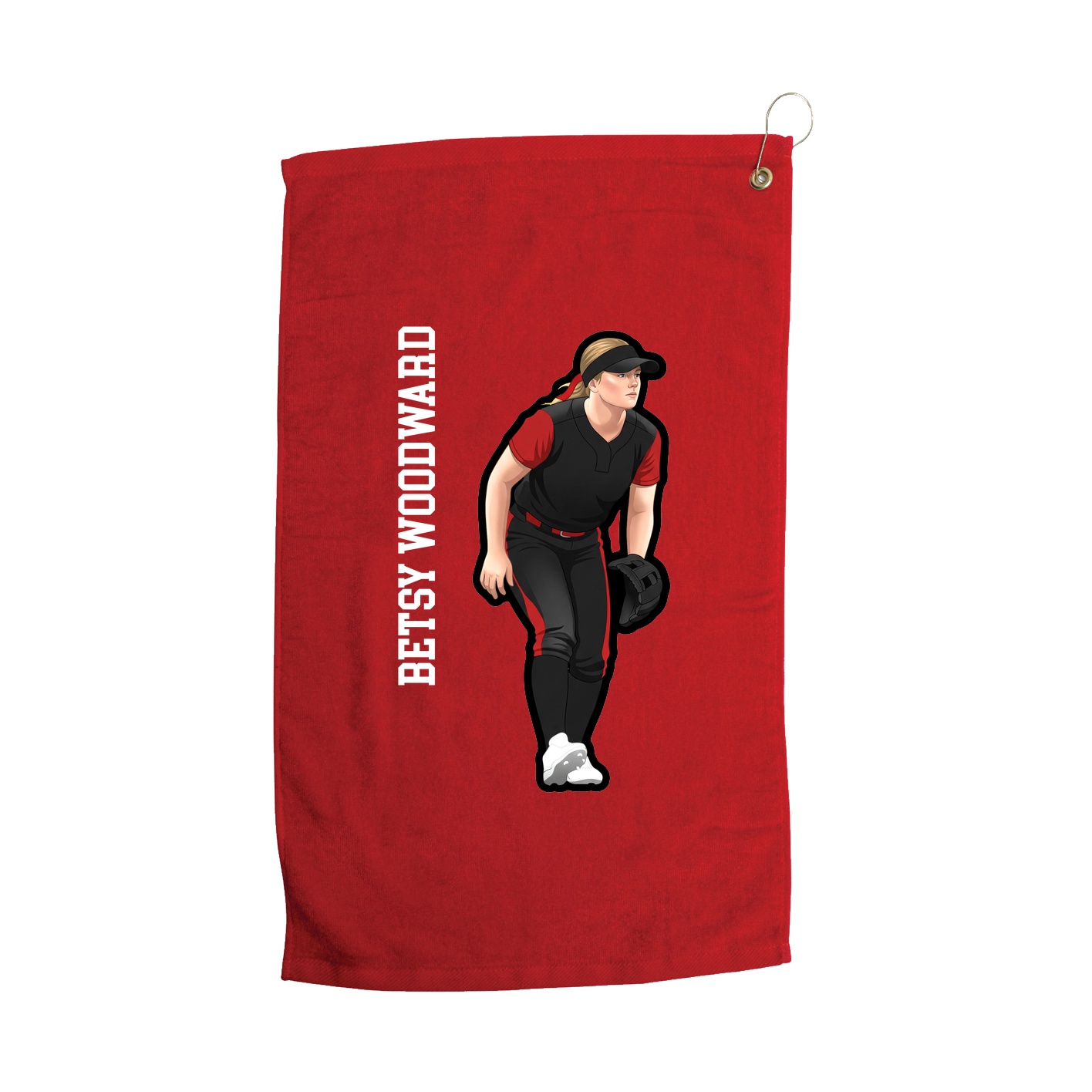 Golf Towel — Name Vertical in Red