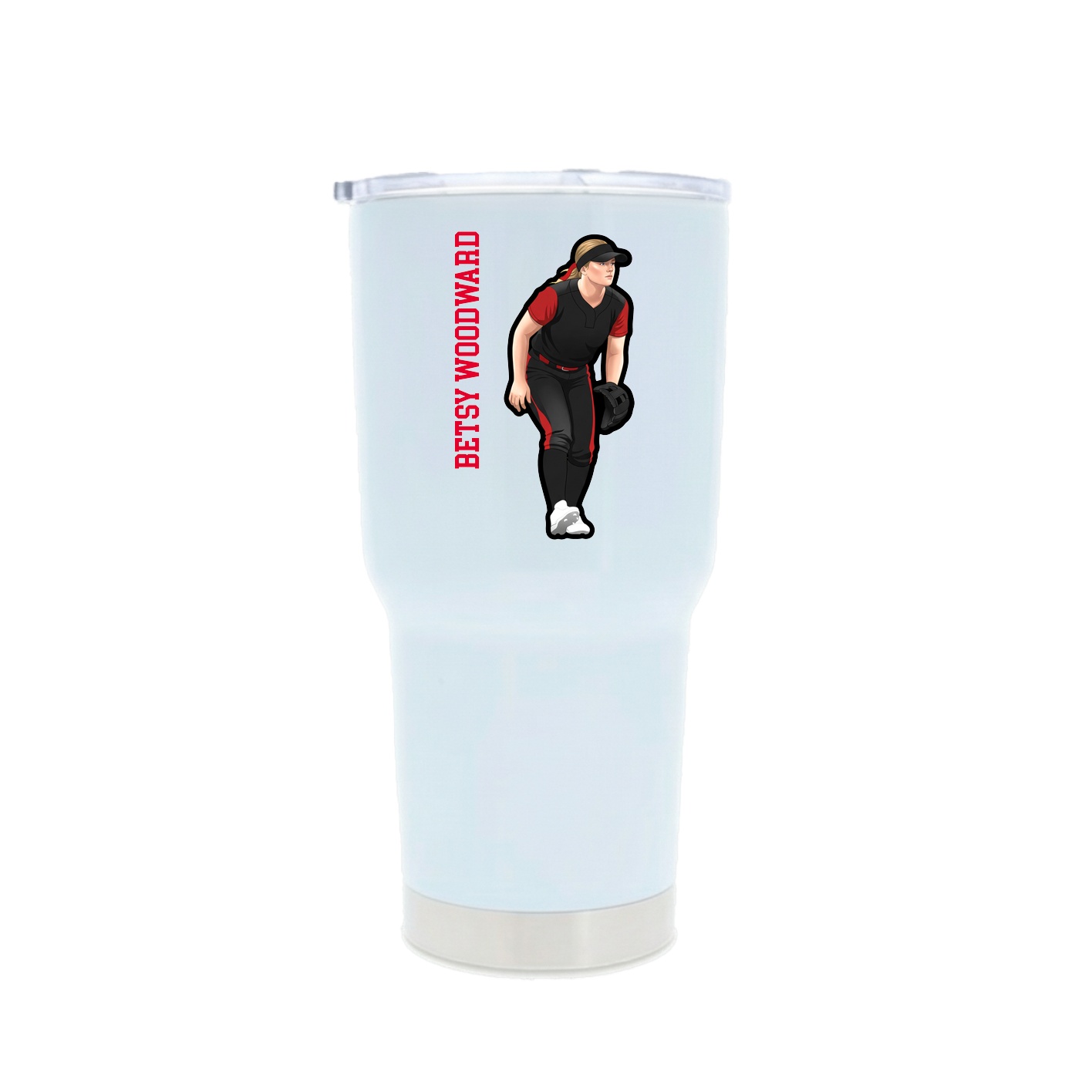 30oz Stainless Steel Tumbler — Name Vertical in White