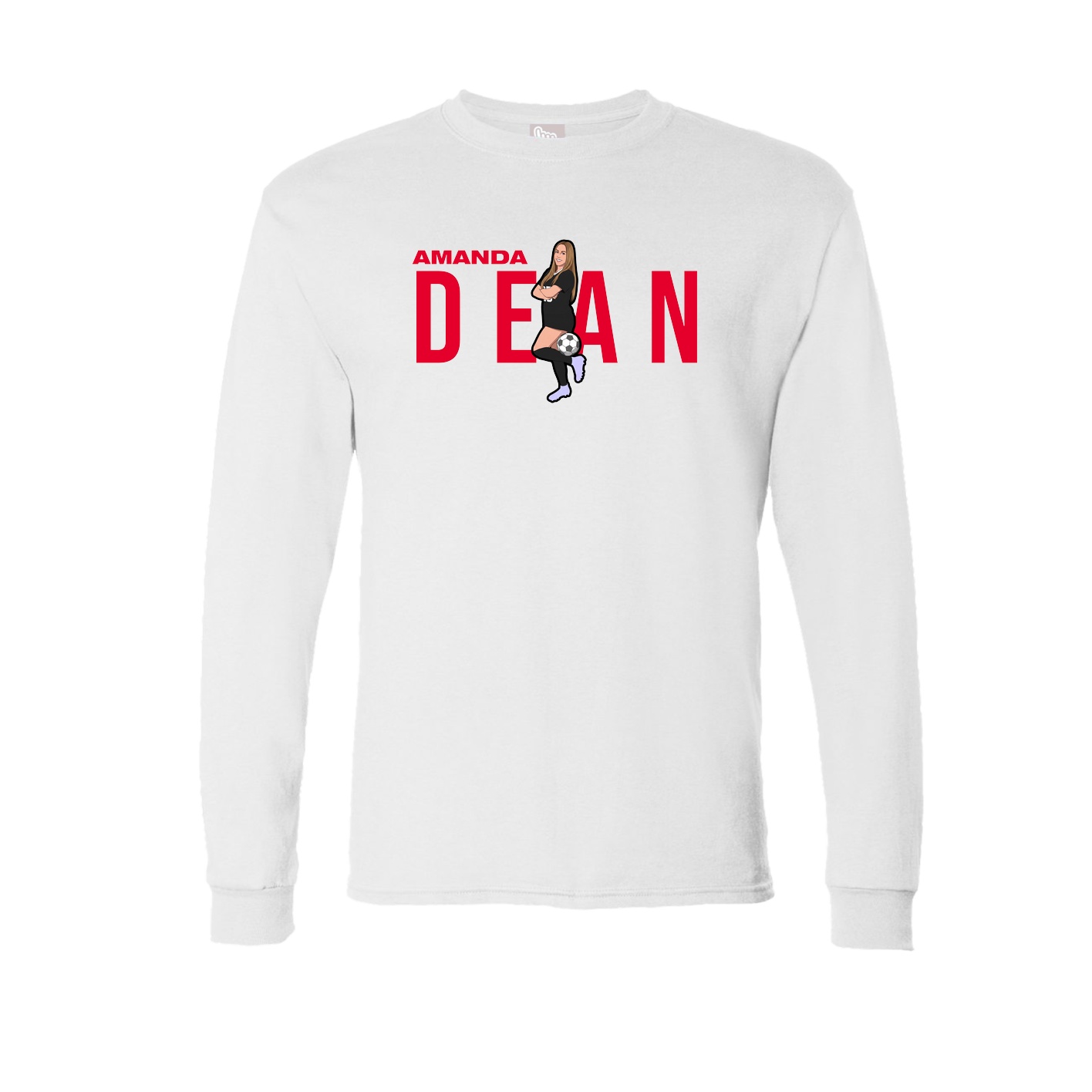Long Sleeve Tee — Player Name in White