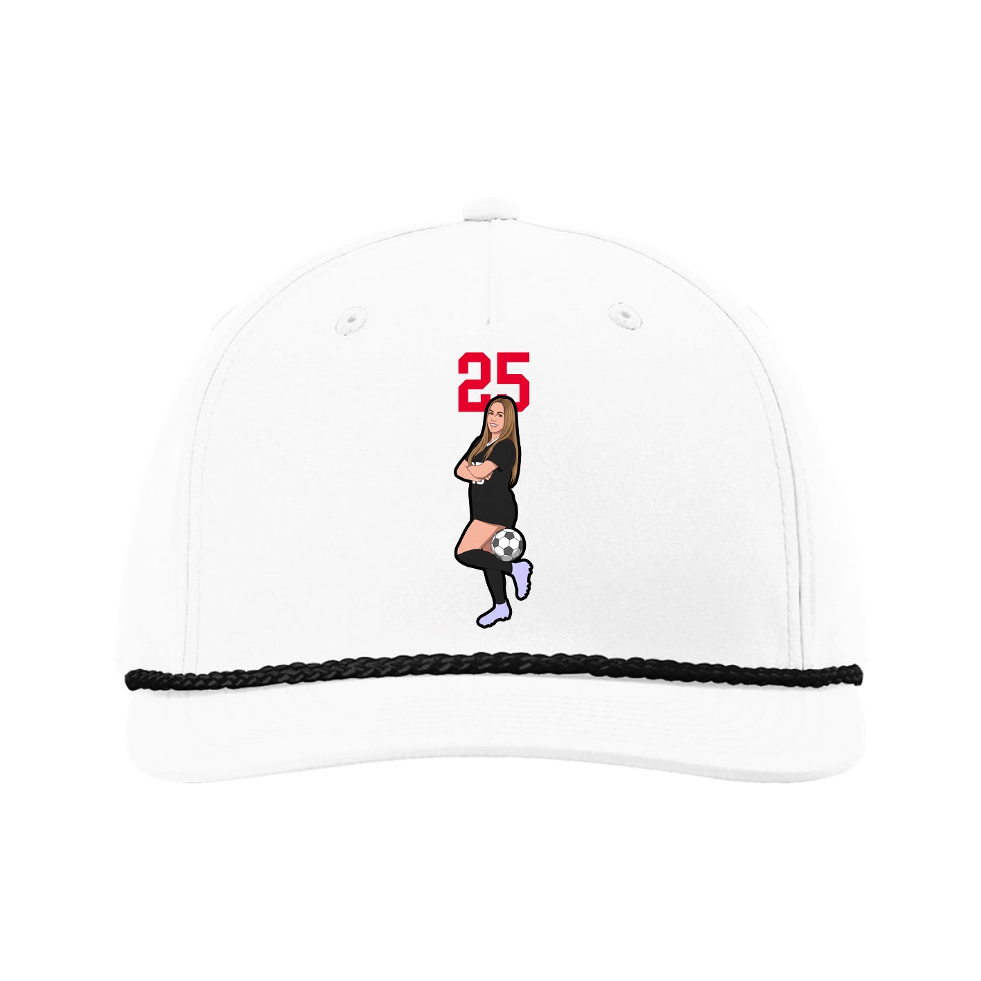 Five-Panel Classic Rope Cap — Number Top in White