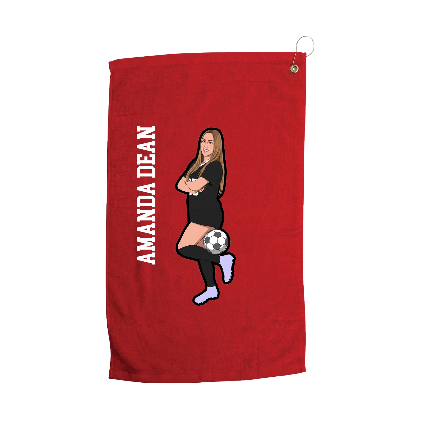 Golf Towel — Name Vertical in Red