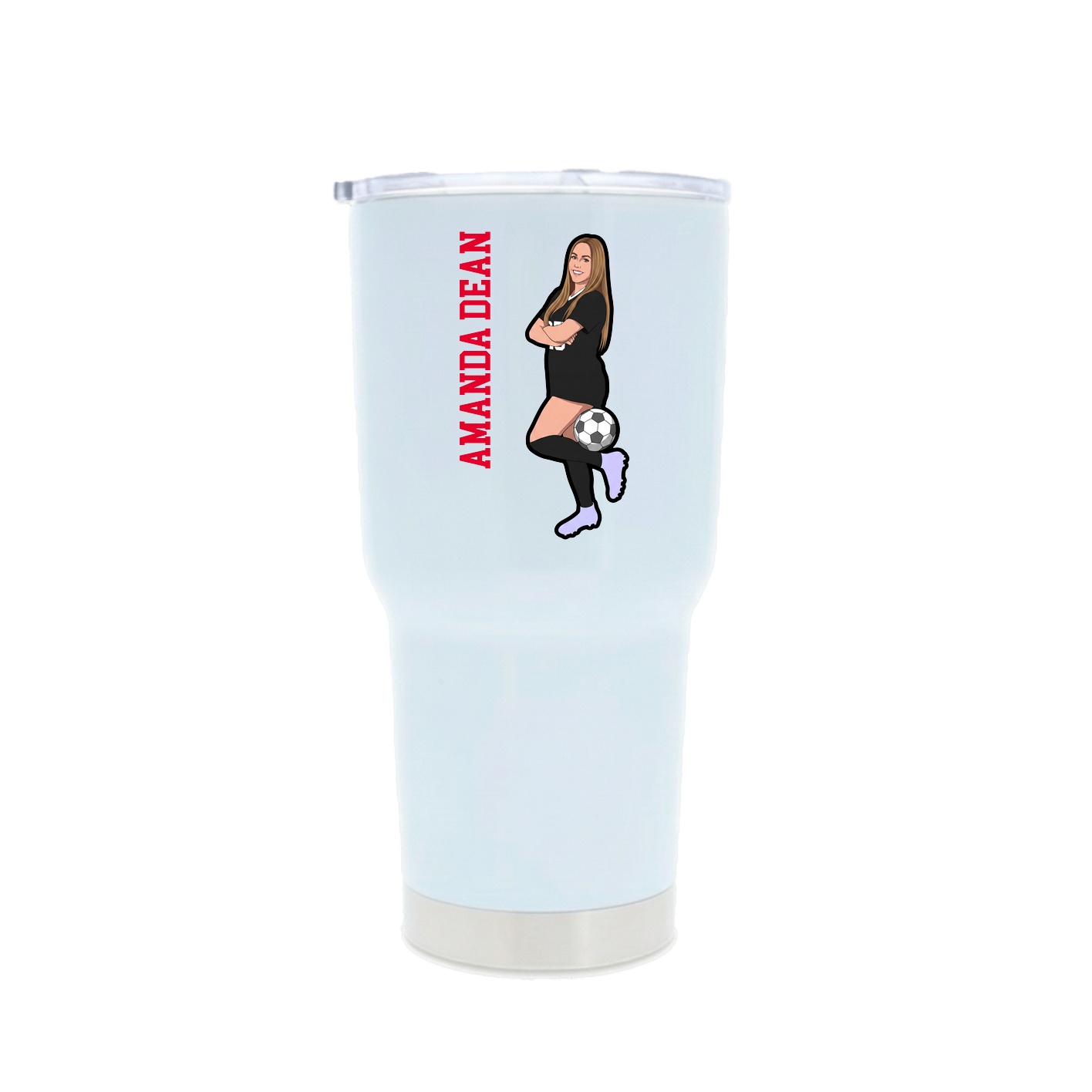 30oz Stainless Steel Tumbler — Name Vertical in White