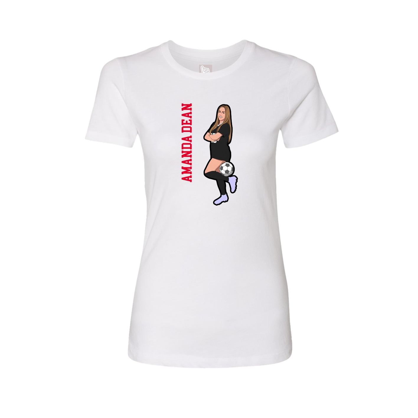 Fitted Women's Tee — Name Vertical in White