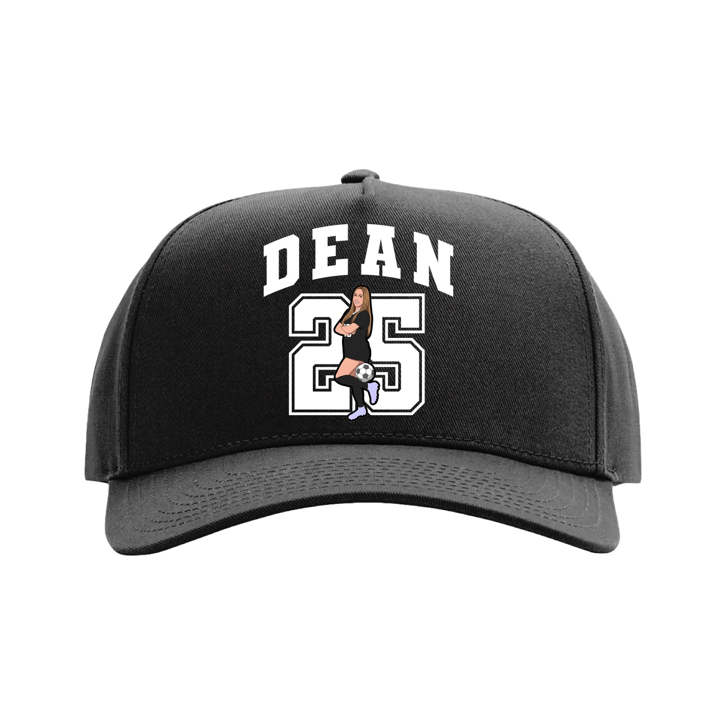 Full Fabric Five-Panel Champ Cap — Number in Black