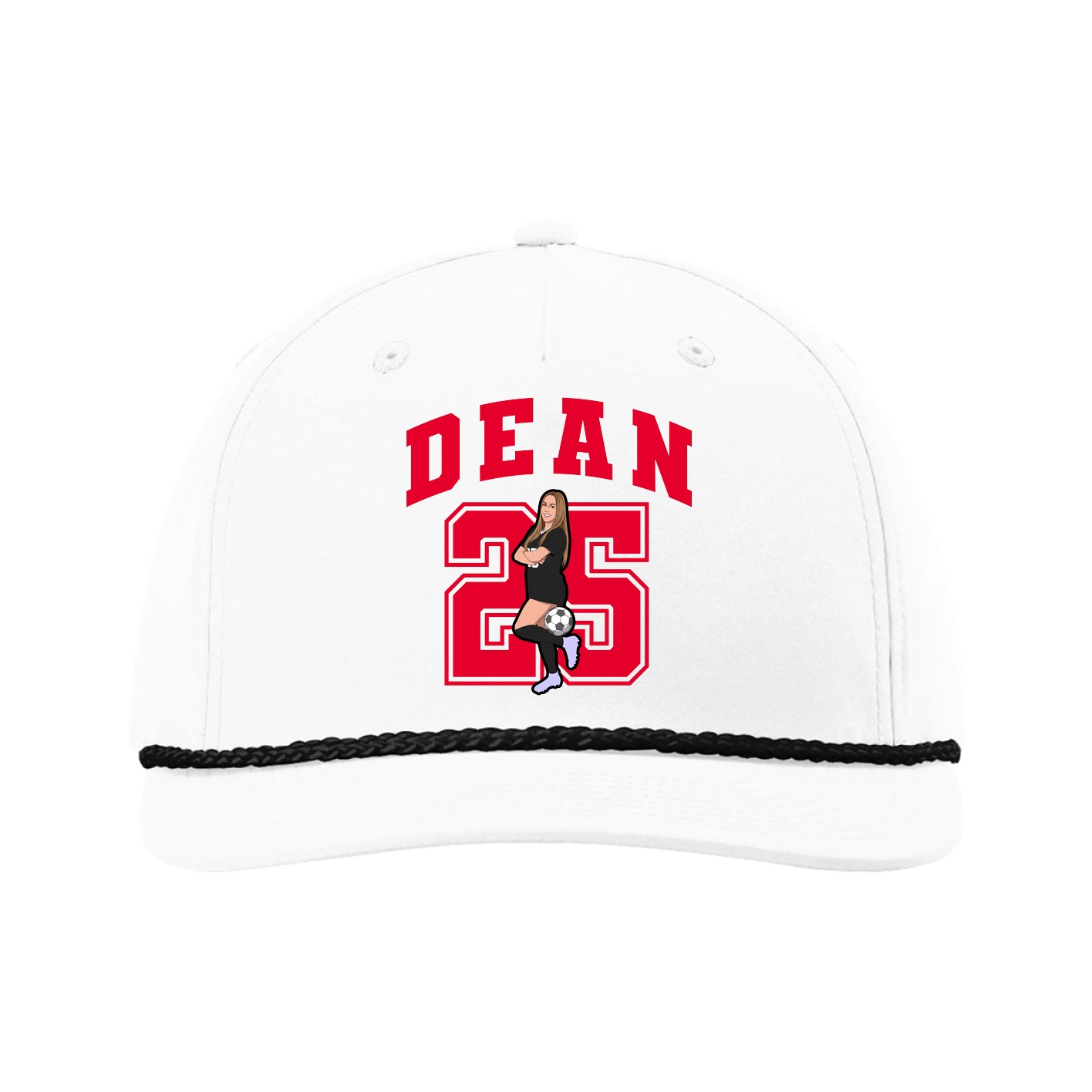 Five-Panel Classic Rope Cap — Number in White