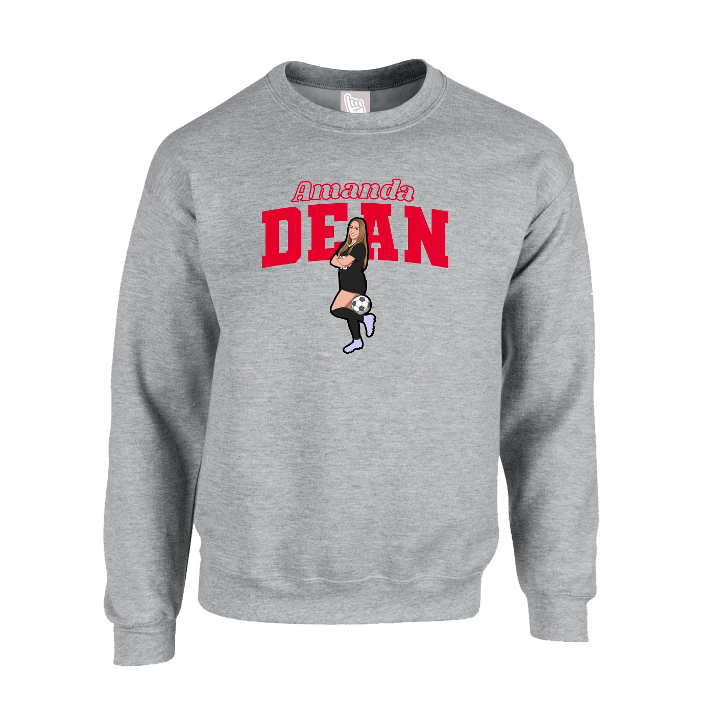 Fleece Crew — Name Arch in Grey