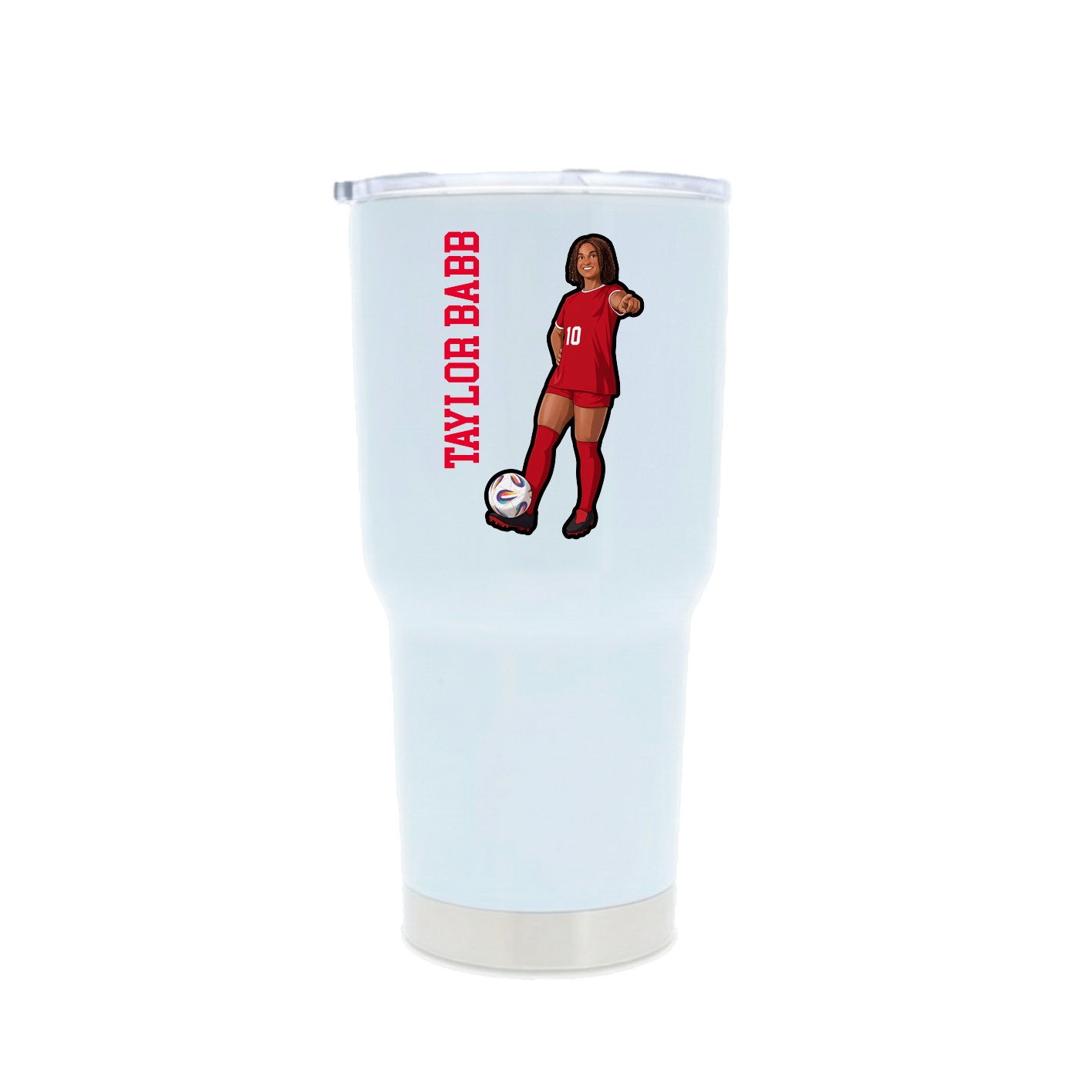 30oz Stainless Steel Tumbler — Name Vertical in White