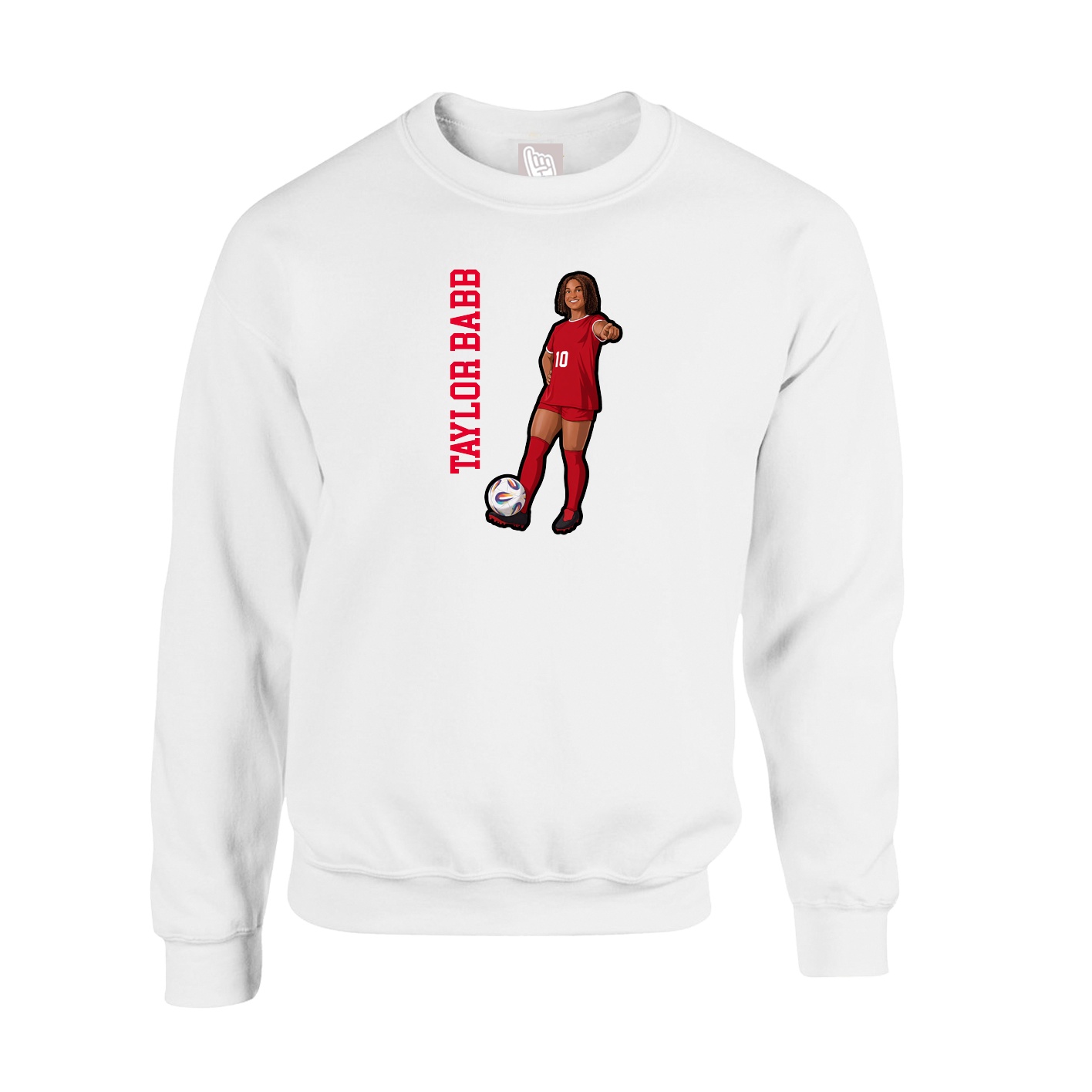 Fleece Crew — Name Vertical in White