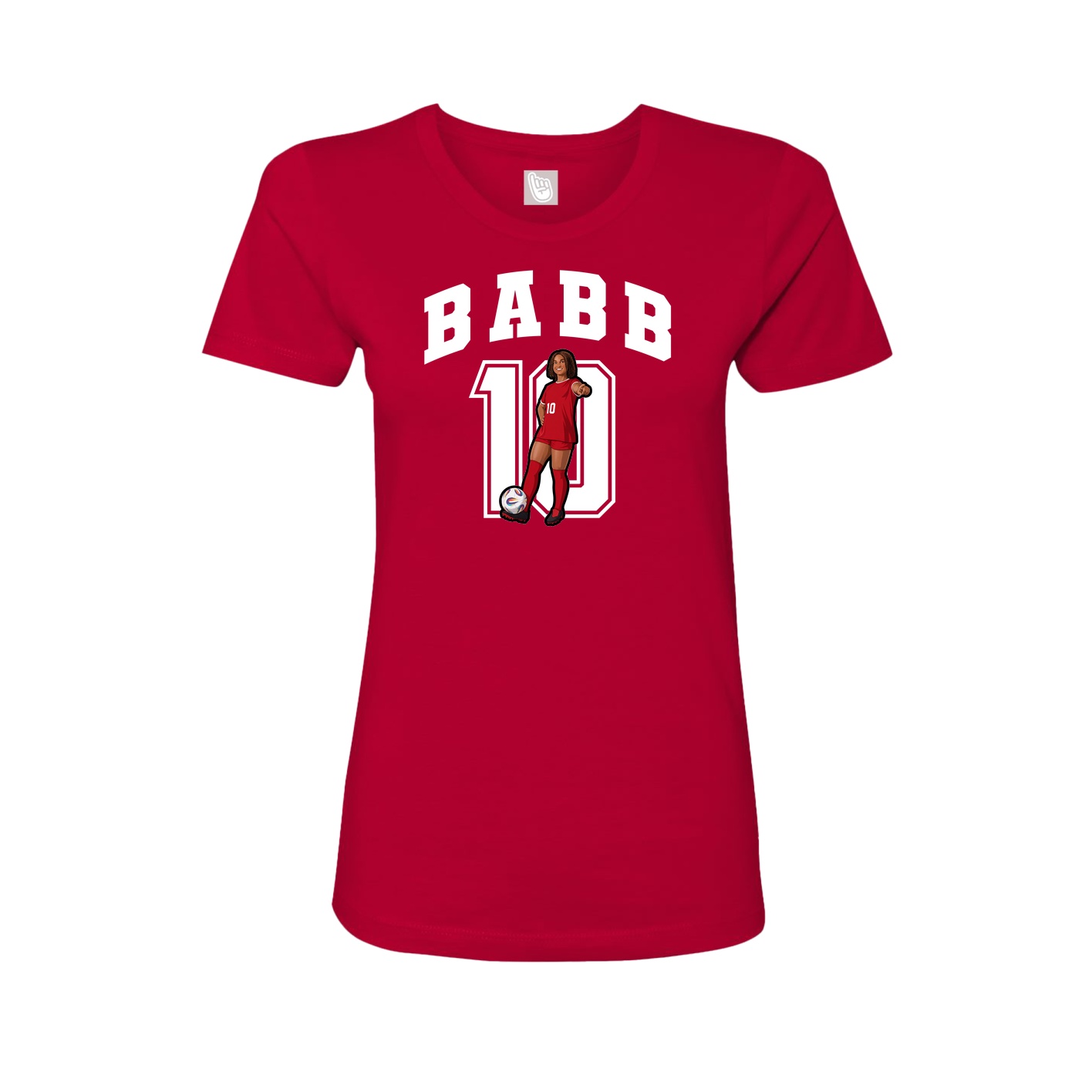Fitted Women's Tee — Number in Red