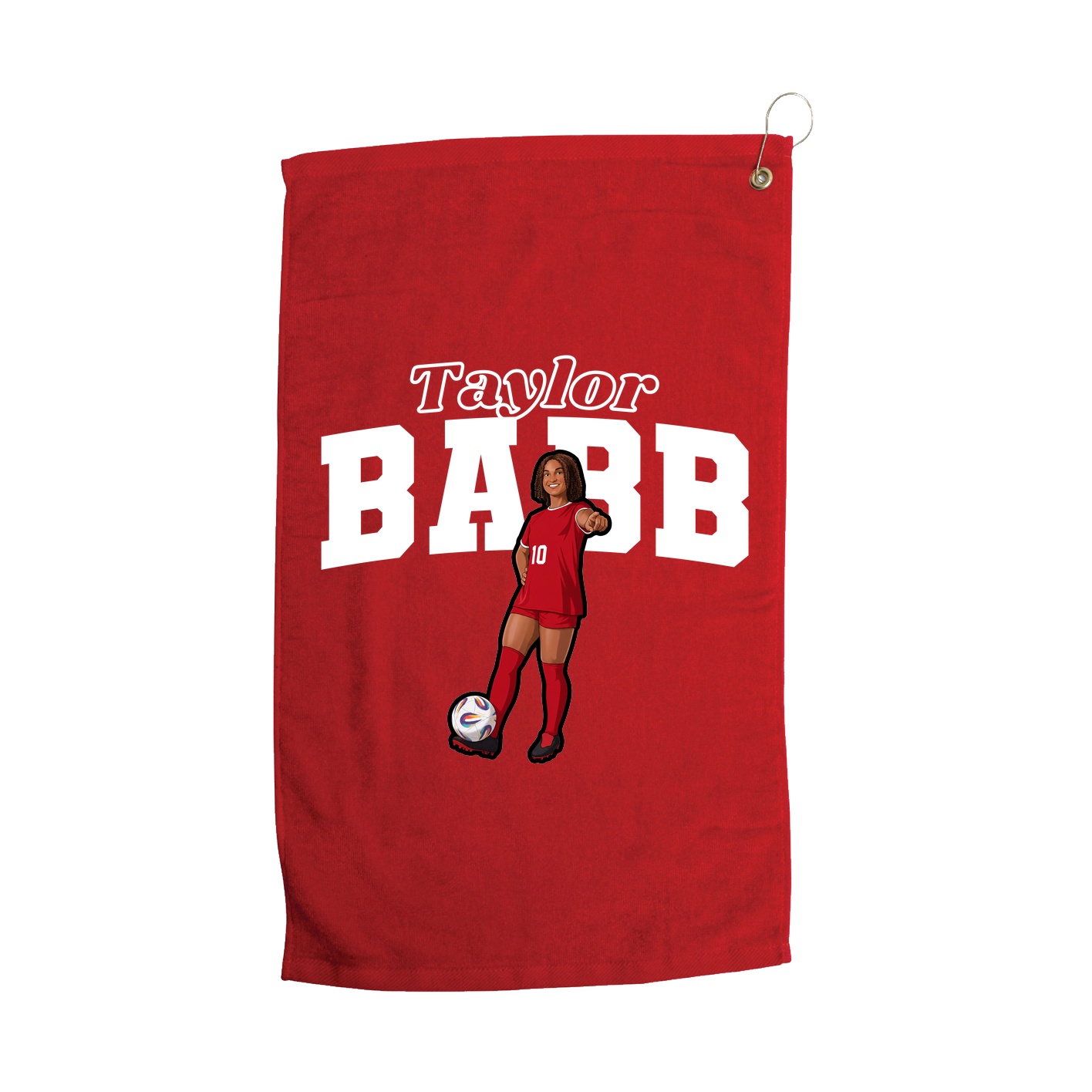 Golf Towel — Name Arch in Red