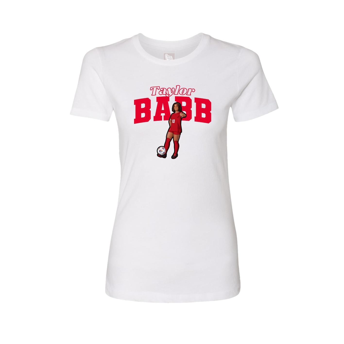 Fitted Women's Tee — Name Arch in White