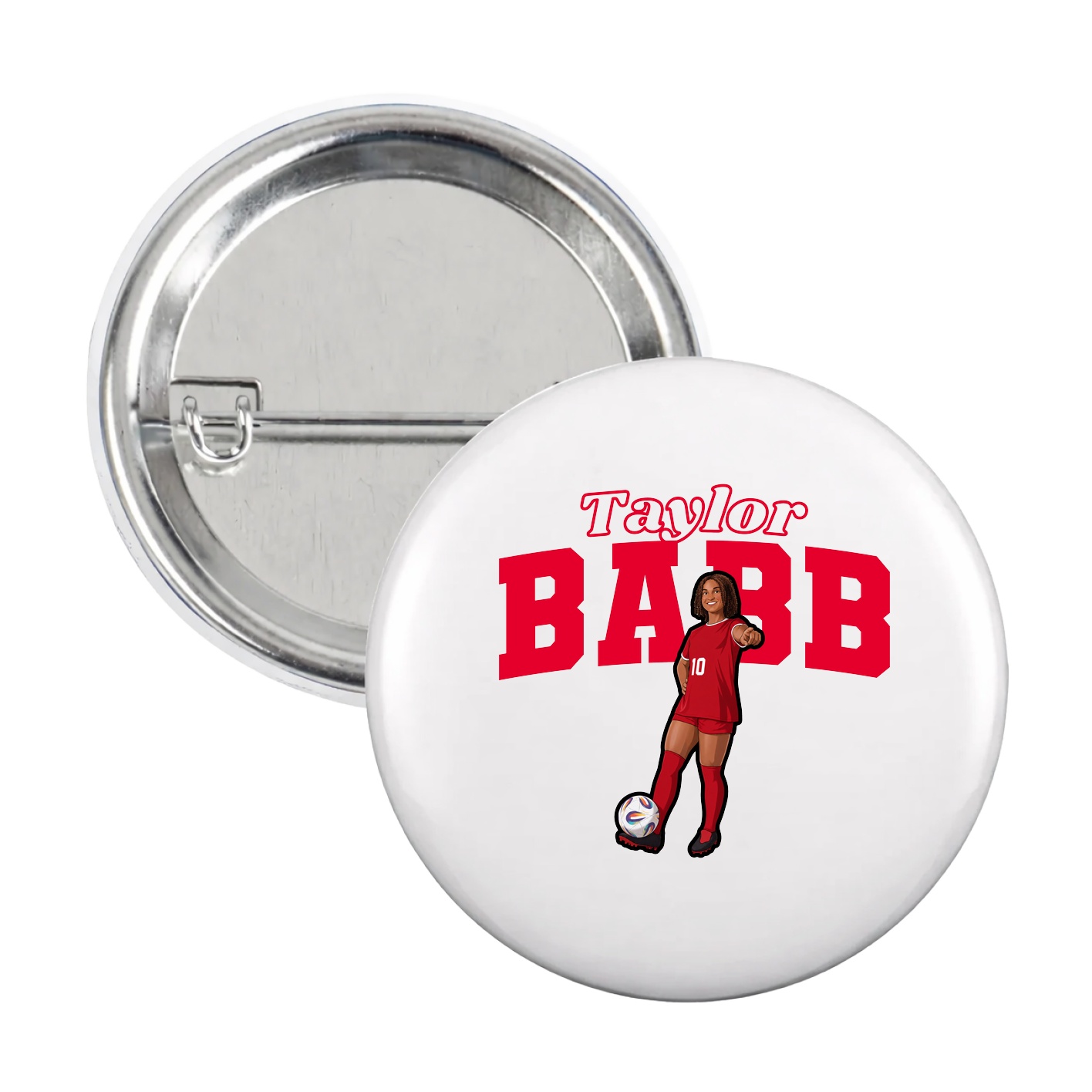 Game Day Button — Name Arch in White