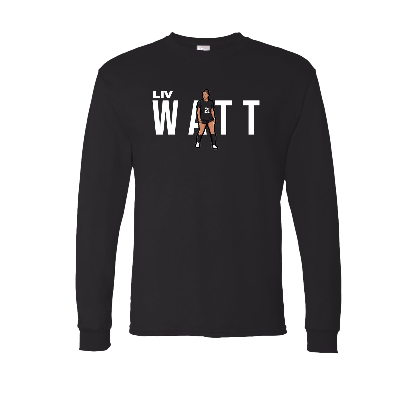 Long Sleeve Tee — Player Name in Black