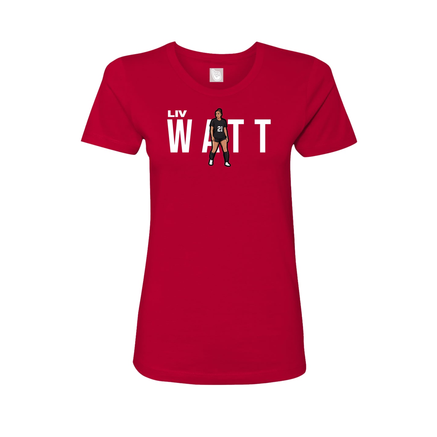 Fitted Women's Tee — Player Name in Red