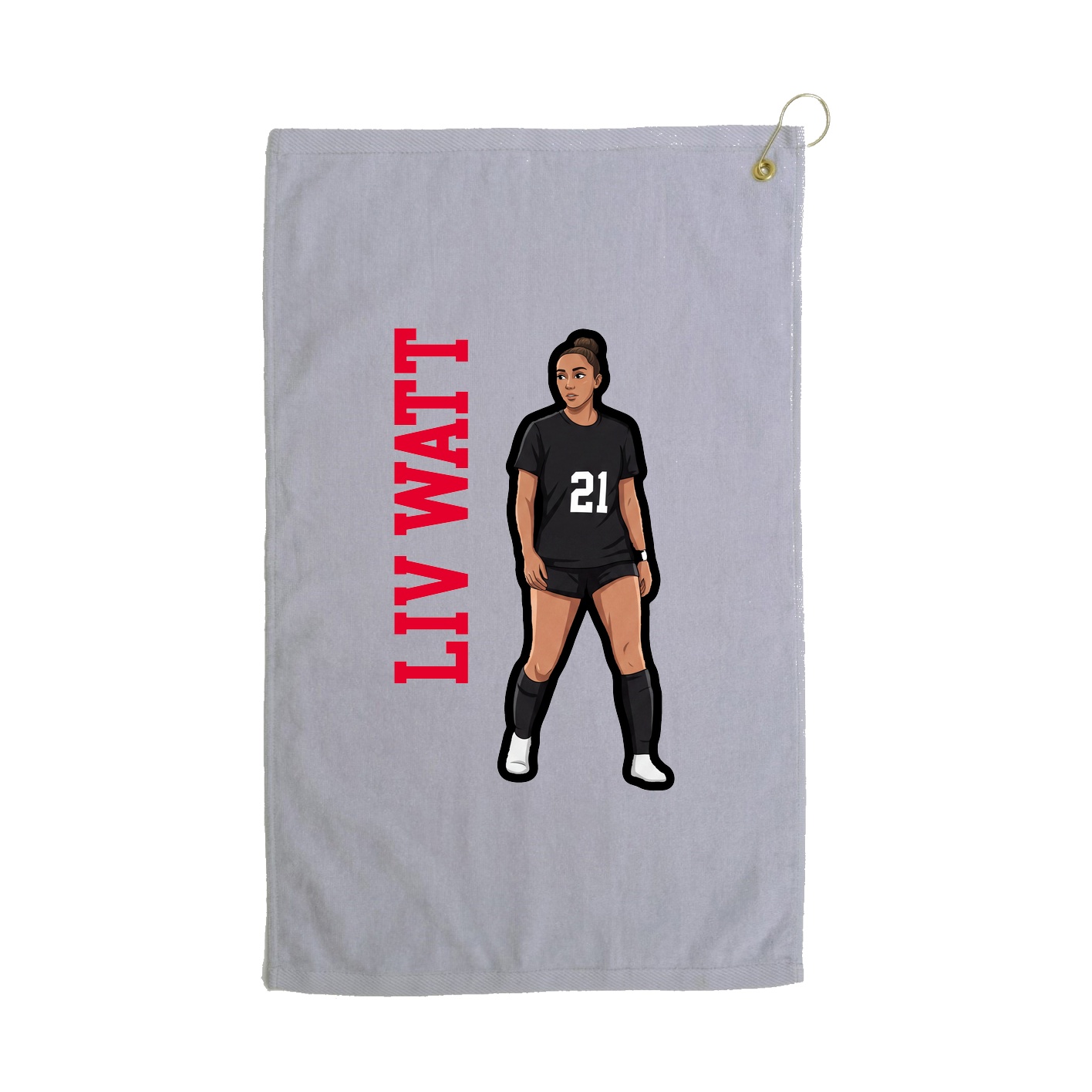 Golf Towel — Name Vertical in Grey