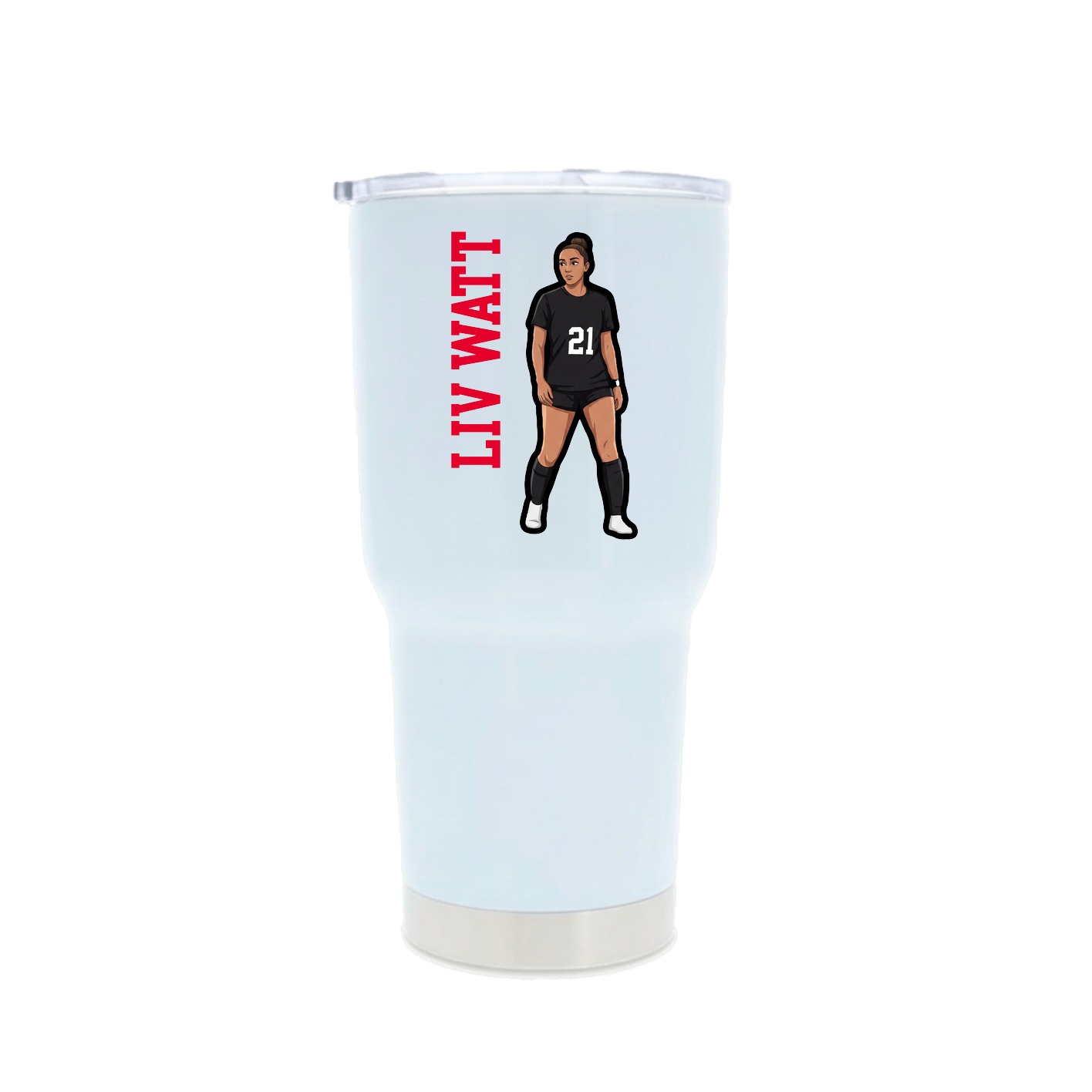 30oz Stainless Steel Tumbler — Name Vertical in White