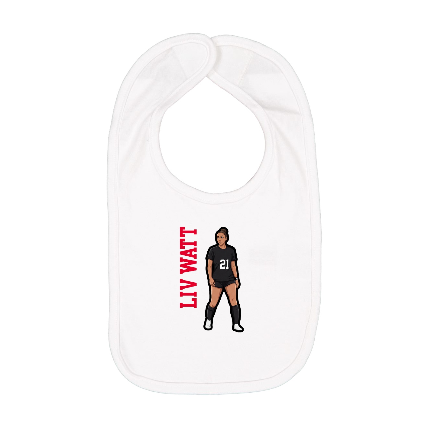 Infant Bib — Name Vertical in White