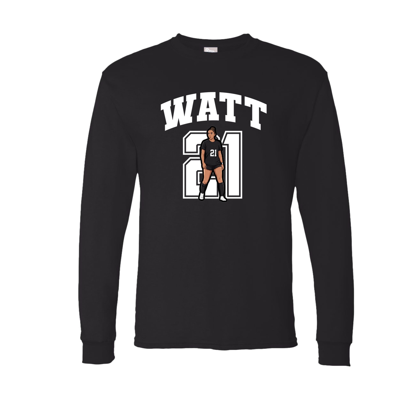 Long Sleeve Tee — Number in Black