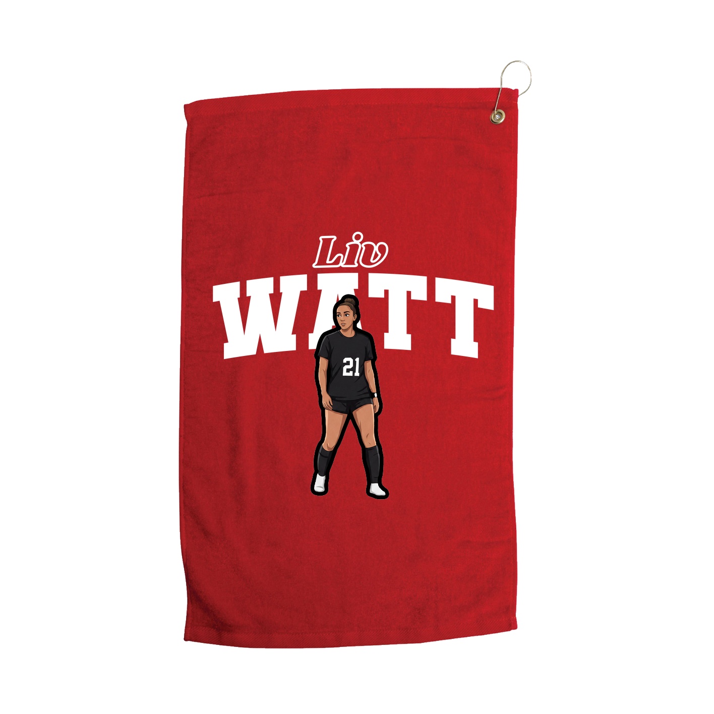 Golf Towel — Name Arch in Red