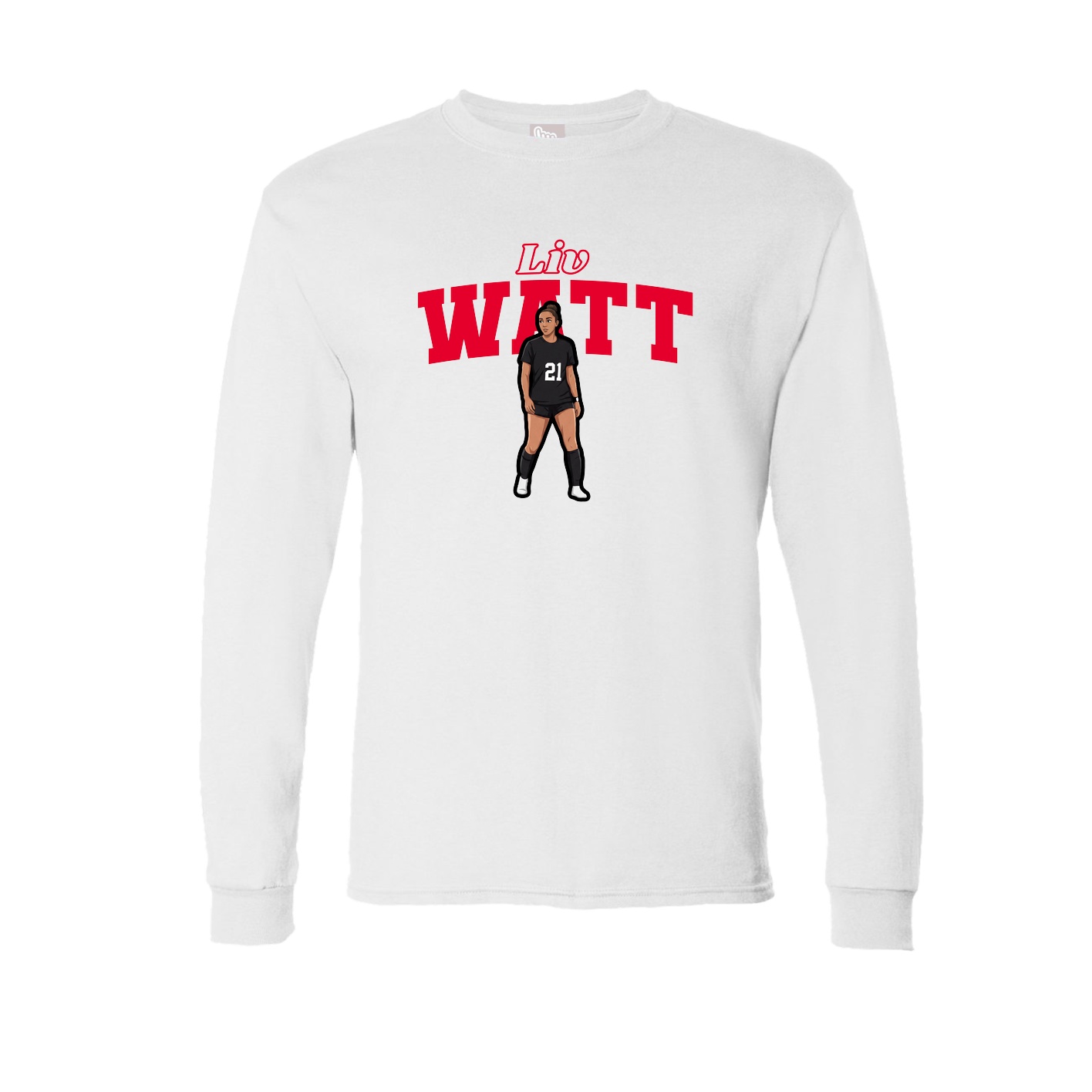 Long Sleeve Tee — Name Arch in White
