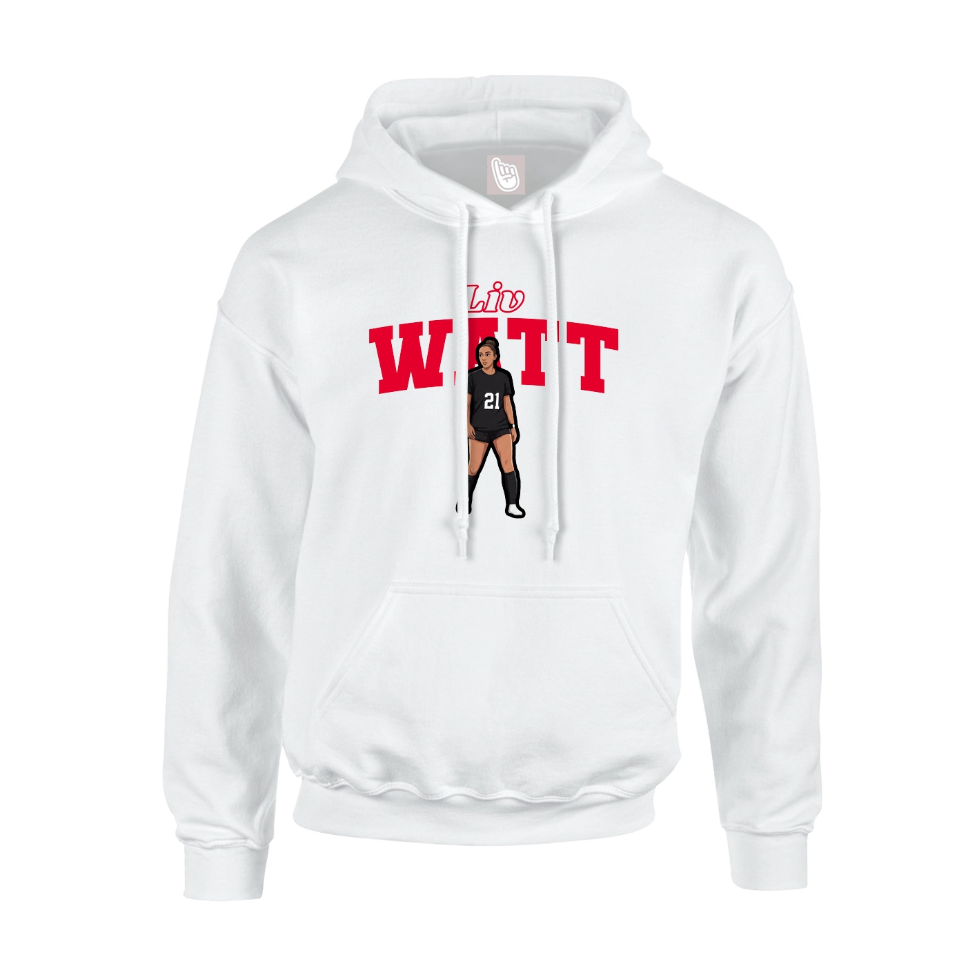 Youth Hoodie — Name Arch in White