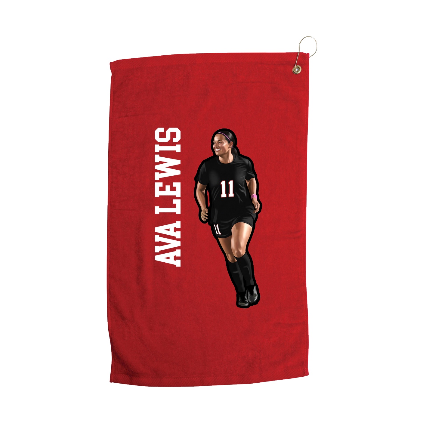 Golf Towel — Name Vertical in Red
