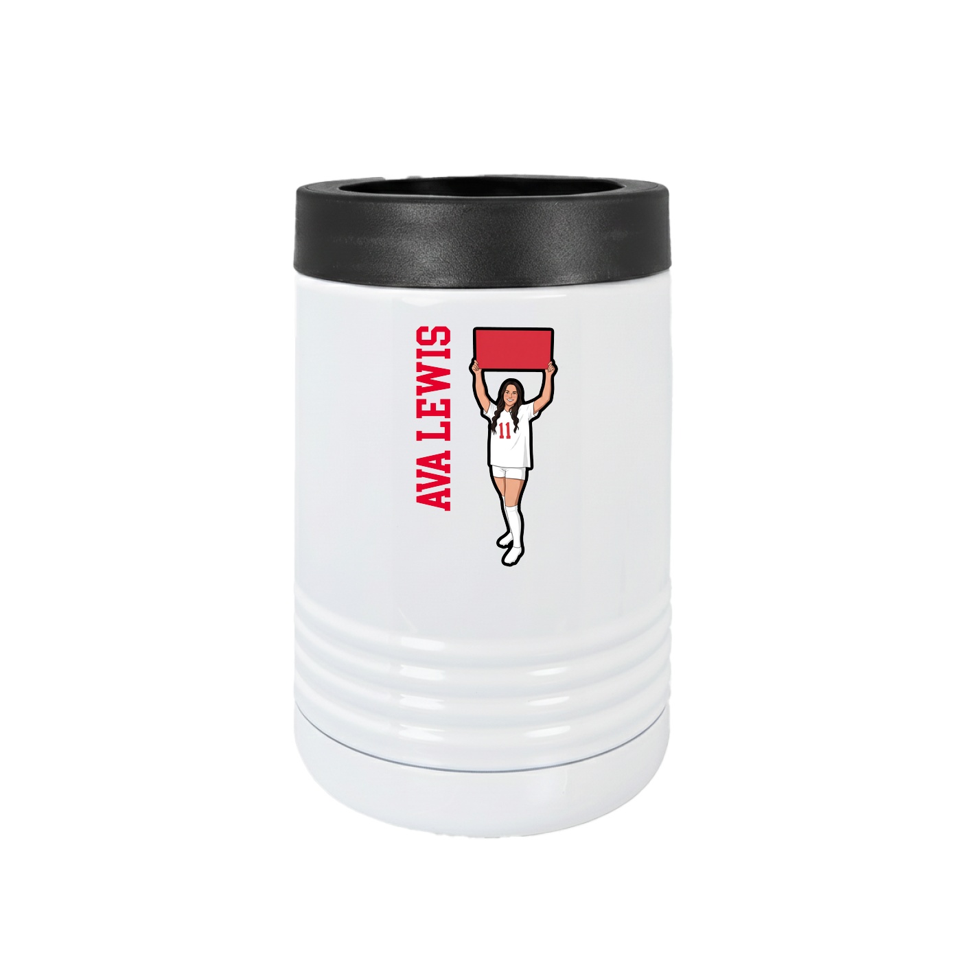 Beverage Holder — Name Vertical in White