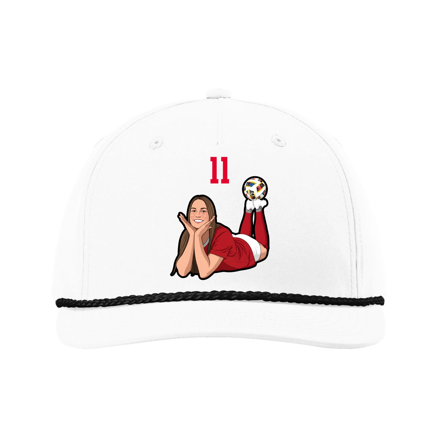 Five-Panel Classic Rope Cap — Number Top in White