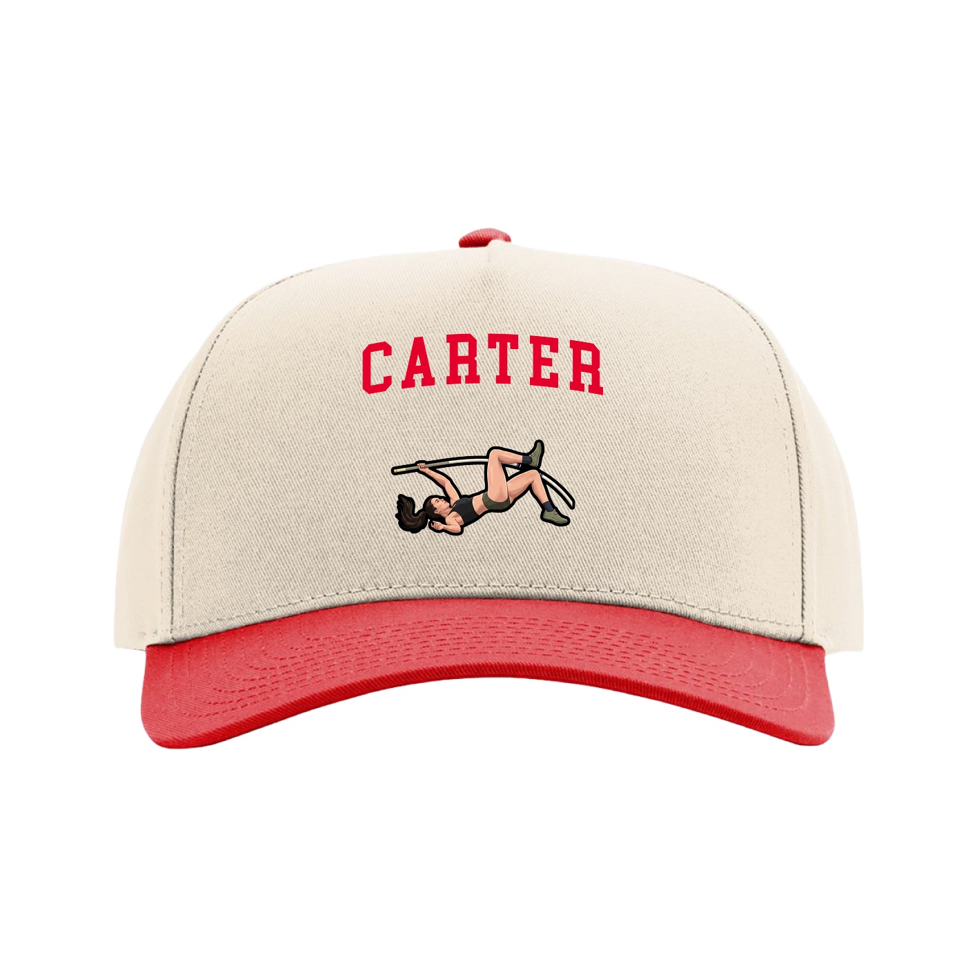 Full Fabric Five-Panel Champ Cap — Shirsey in Cream/Red
